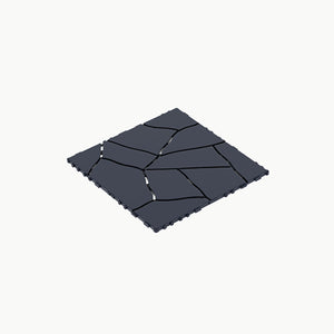 Chic Crate 44Pcs 12'' Stone Style Interlocking Patio Deck Tiles – DIY Tile, Dark Gray