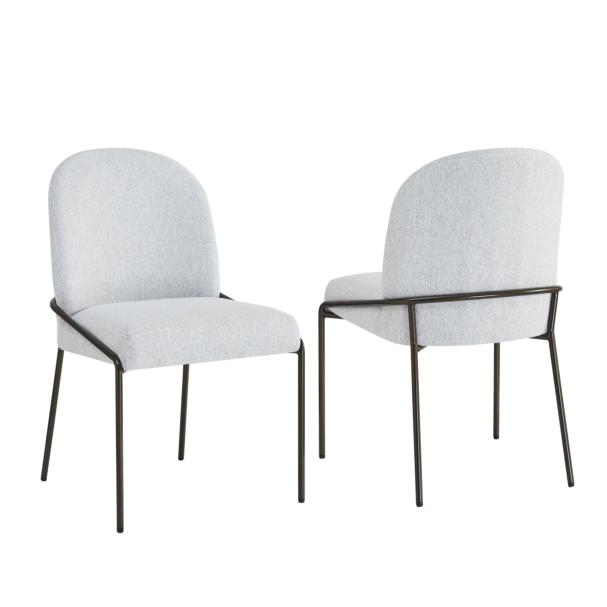 Modern Upholstered Dining Chairs with Curved High-Back & Bronze Iron Frame (Set of 2)
