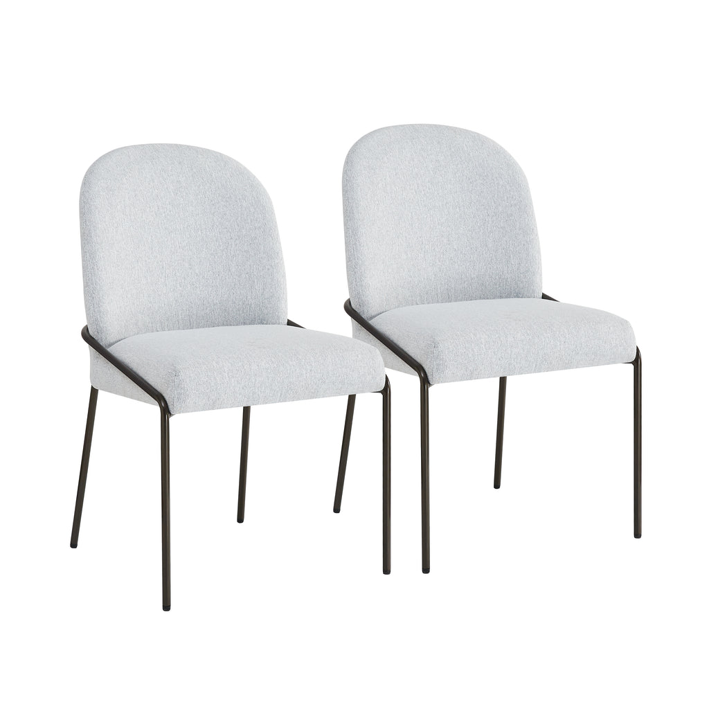 Modern Upholstered Dining Chairs with Curved High-Back & Bronze Iron Frame (Set of 2)