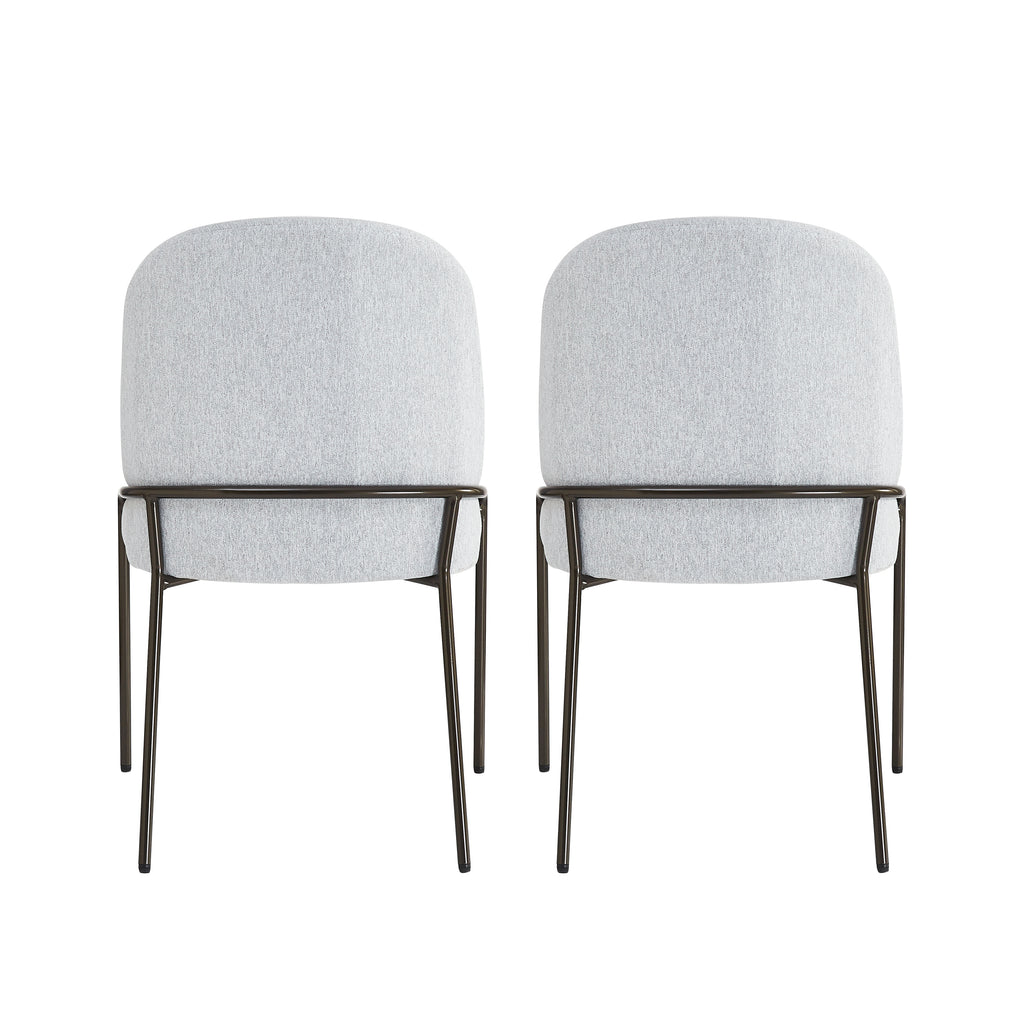 Modern Upholstered Dining Chairs with Curved High-Back & Bronze Iron Frame (Set of 2)