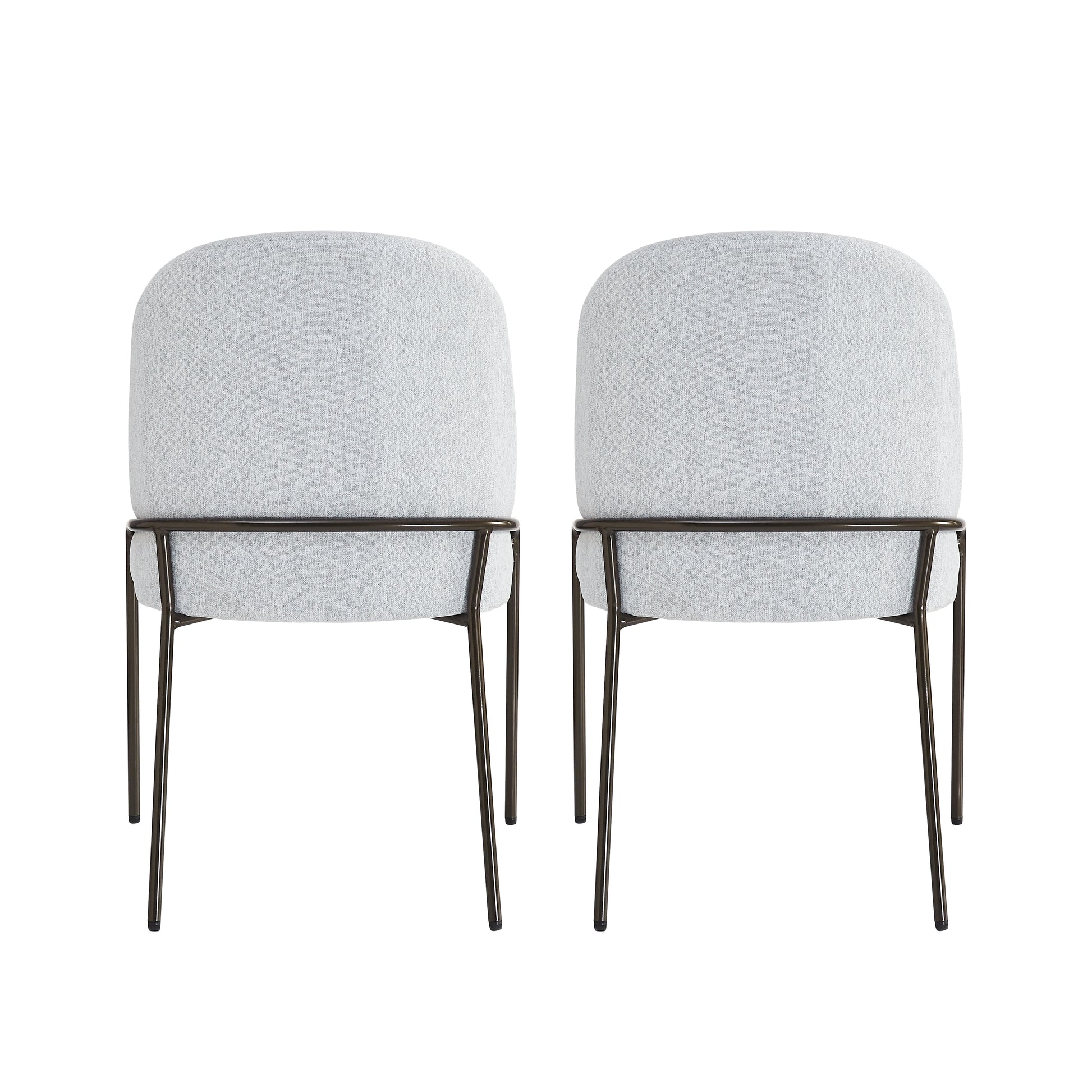 Modern Upholstered Dining Chairs with Curved High-Back & Bronze Iron Frame (Set of 2)