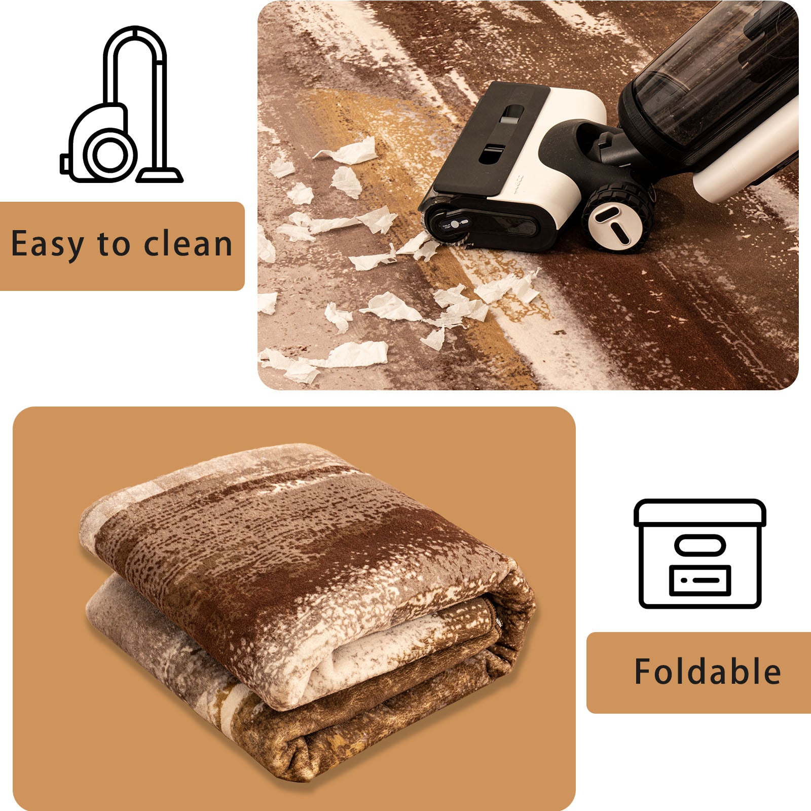 5x7ft Washable Abstract Print Area Rug, Thin Distressed Non-Slip Carpet for Living Room Bedroom, Kitchen Dining Room Decor