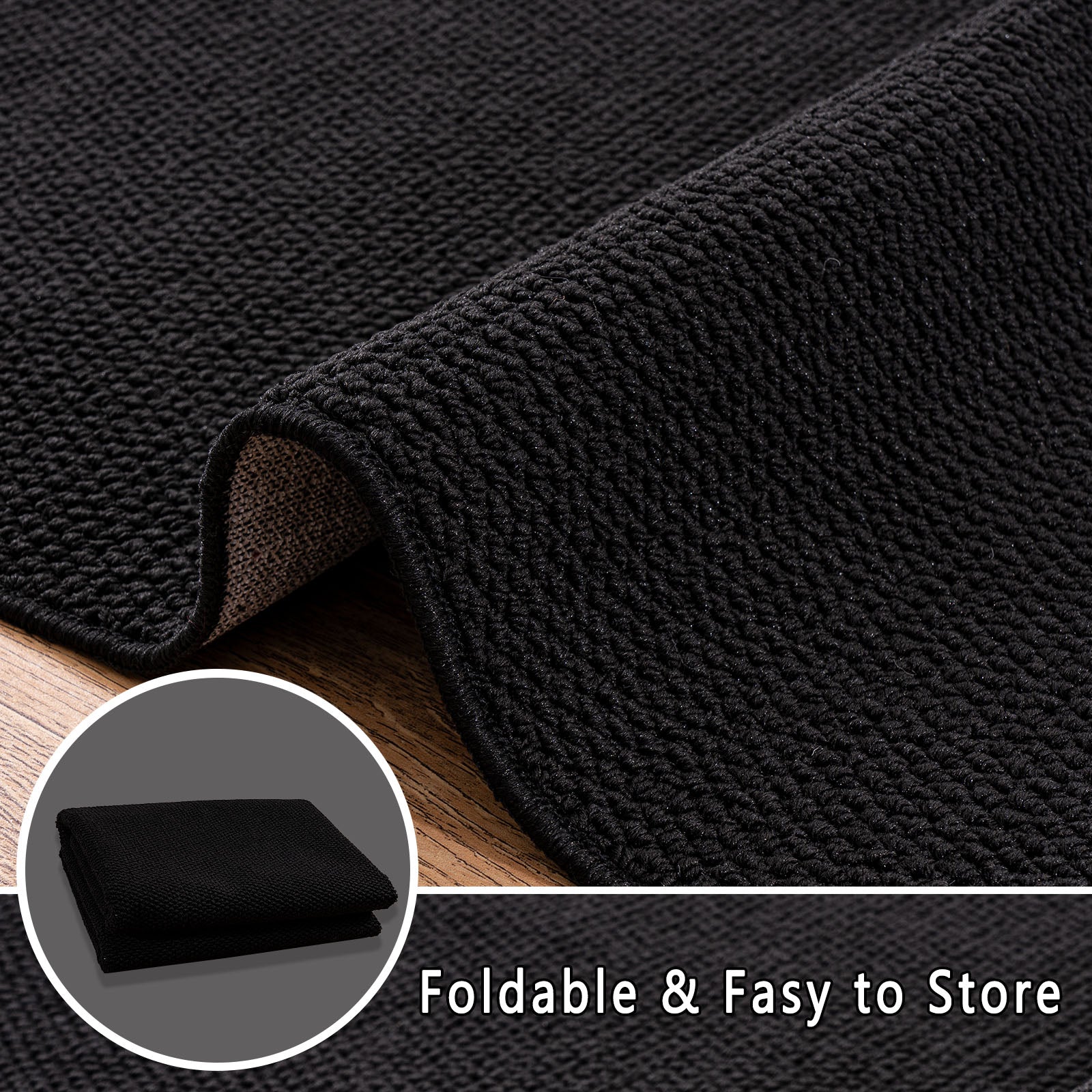 5x7ft Washable Woven Rug, Non-Slip Rubber Backed Woven Area Rug for Indoor Foyer, Kitchen, Backdoor, Cotton Floor Carpet