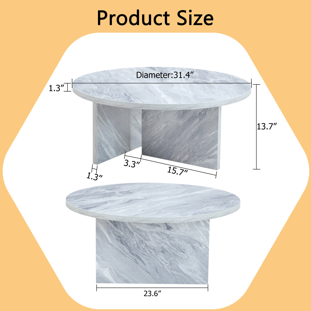 Chic Crate - Nordic Flair Minimalist MDF White Round Coffee Table, Decor Friendly Modern Style, 31.5*31.5*13.98 Inches