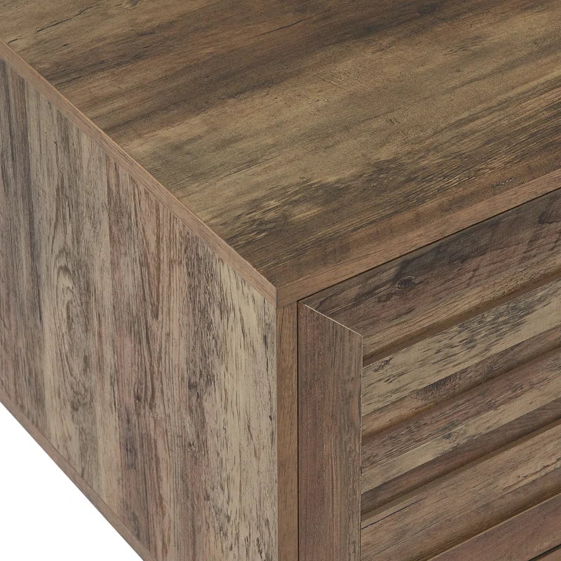 Chic Crate - Bryner Mid-Century Rustic Oak TV Stand for 70" TVs w/ Storage & Cable Management