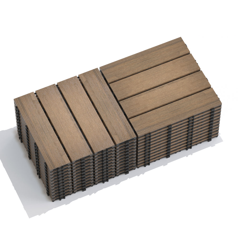 Chic Crate 22-Pack 12inch WPC Wood-Plastic Composite Interlocking Deck Tiles –  Oak