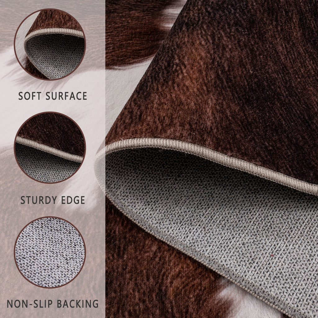 Tiger Stripe Area Rug, 5x7ft Washable Leopard Print Non-Slip Carpet for Living Room Bedroom, Animal Pattern Home Decor