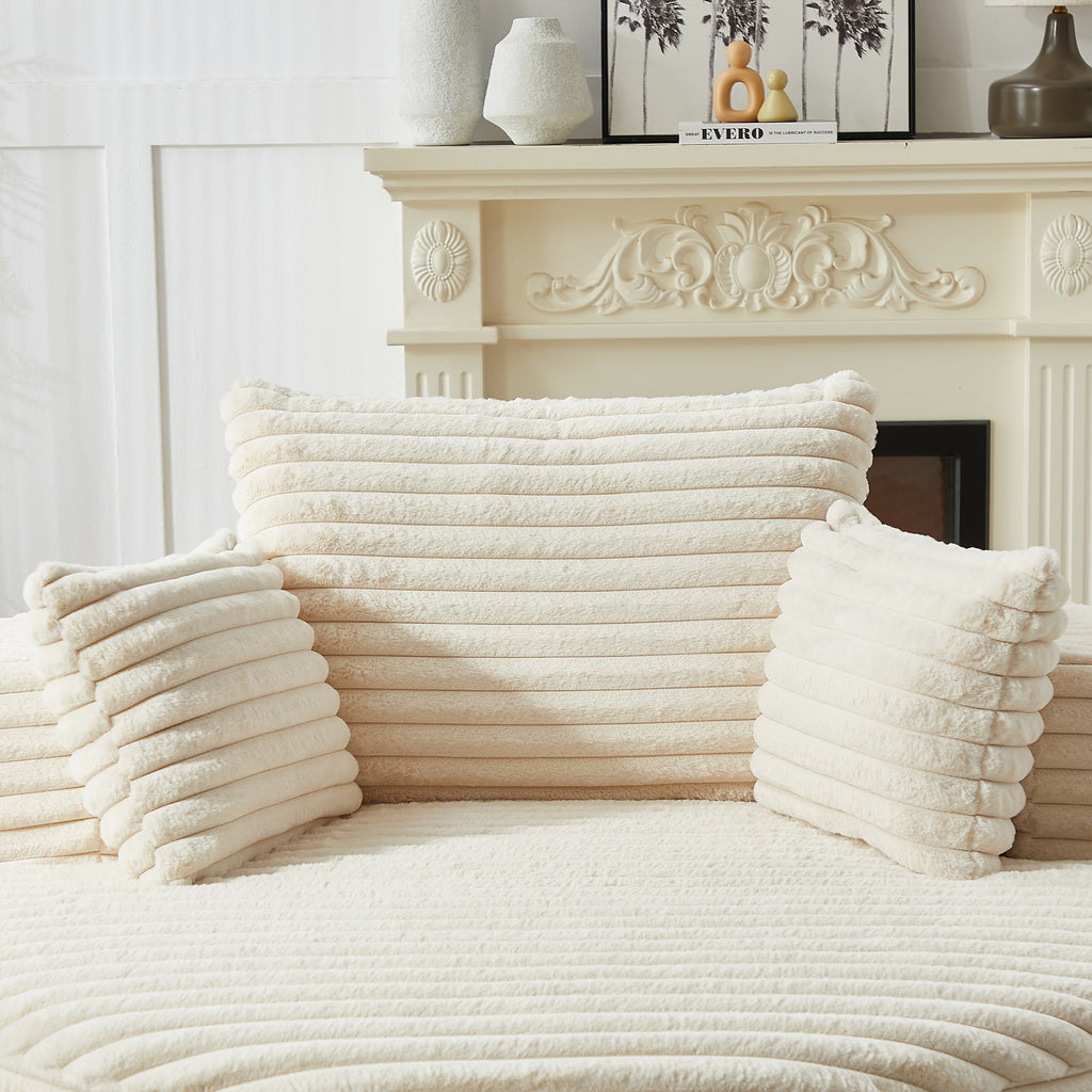 Plush Corduroy Sleeper Chair No Assembly Comfortable Single Sofa for Home Living Space