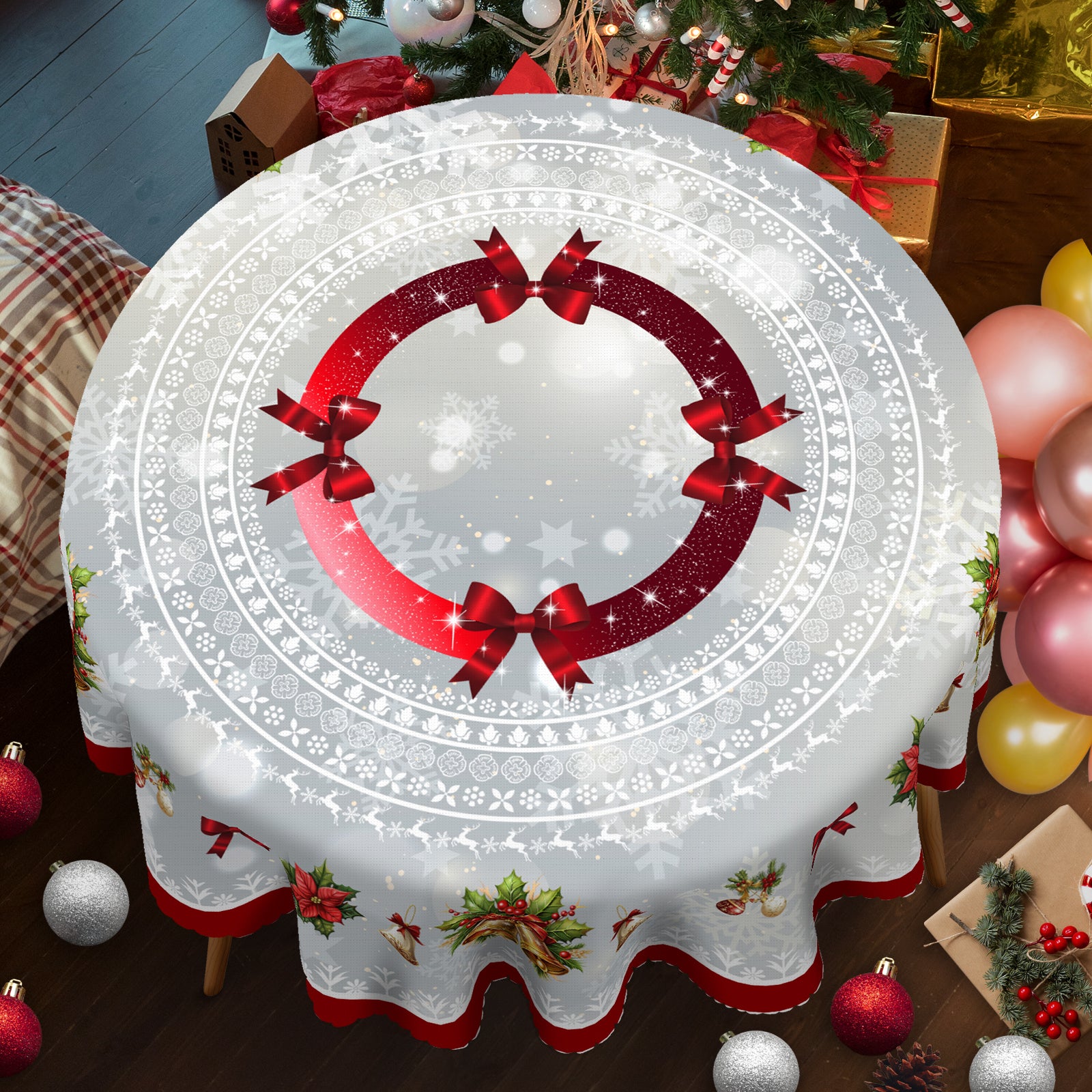 Christmas Tablecloth, Snowman Tablecloth, Christmas Tree Tablecloth Washable Table Cover for Home Kitchen Holiday Deco