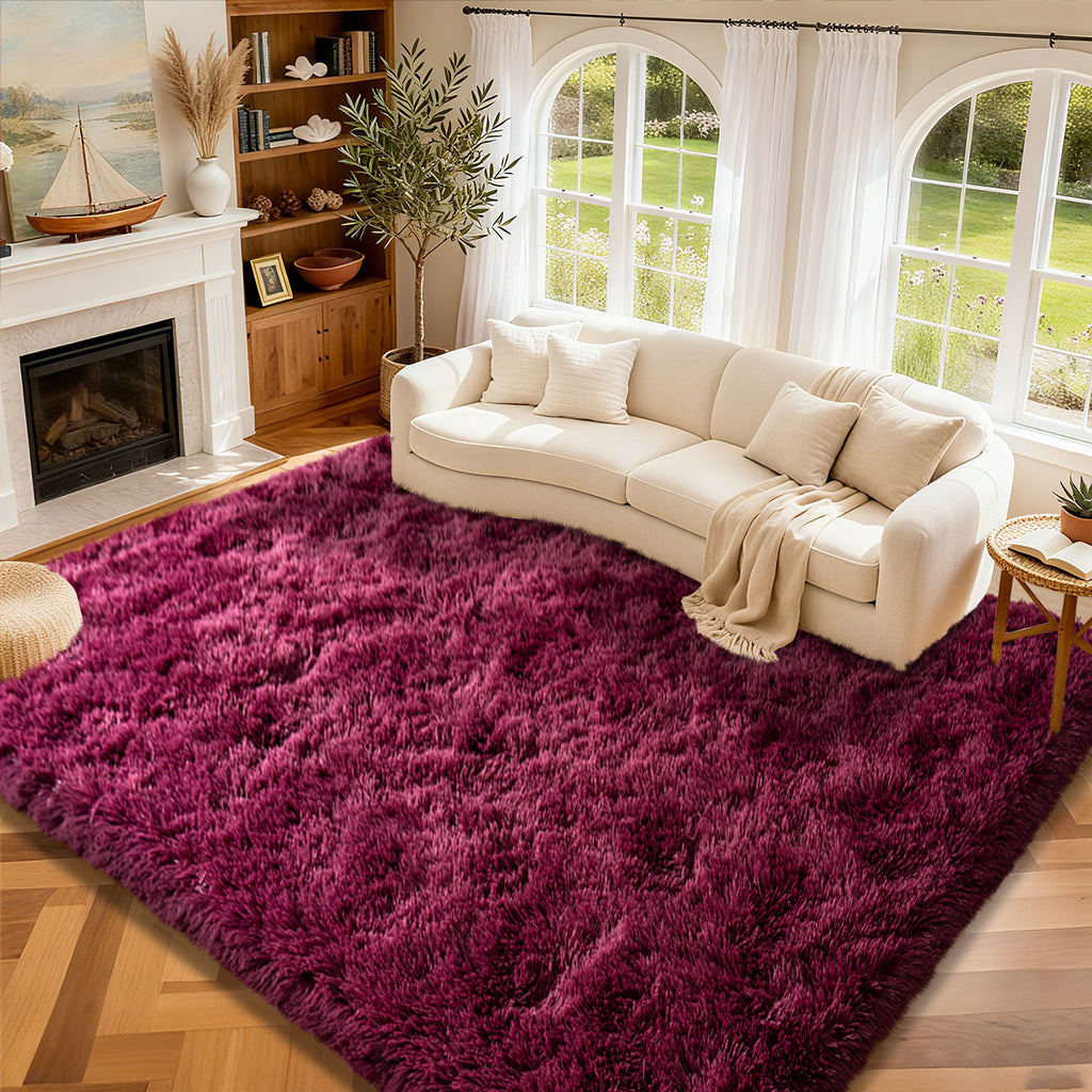 Blush Pink Shag Rug, Ultra Soft 1.7" Thick, Non-Slip, 100% Polyester, Modern Decor for Bedroom