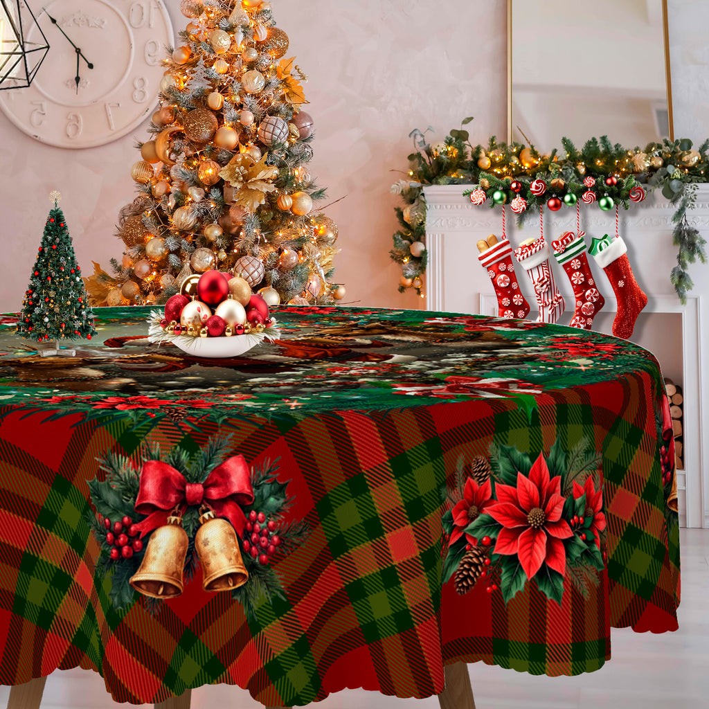 Merry Christmas Tablecloth, Snowman Santa Claus Christmas tree Stain-Resistant Dining Table Cover for Holiday Decor