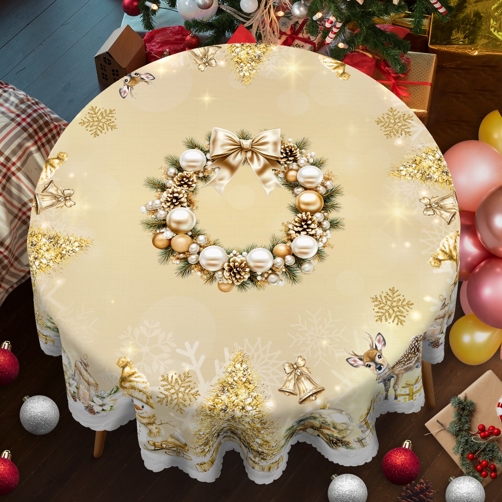 Christmas Tablecloth, Snowman Tablecloth, Christmas Tree Tablecloth Washable Table Cover for Home Kitchen Holiday Deco