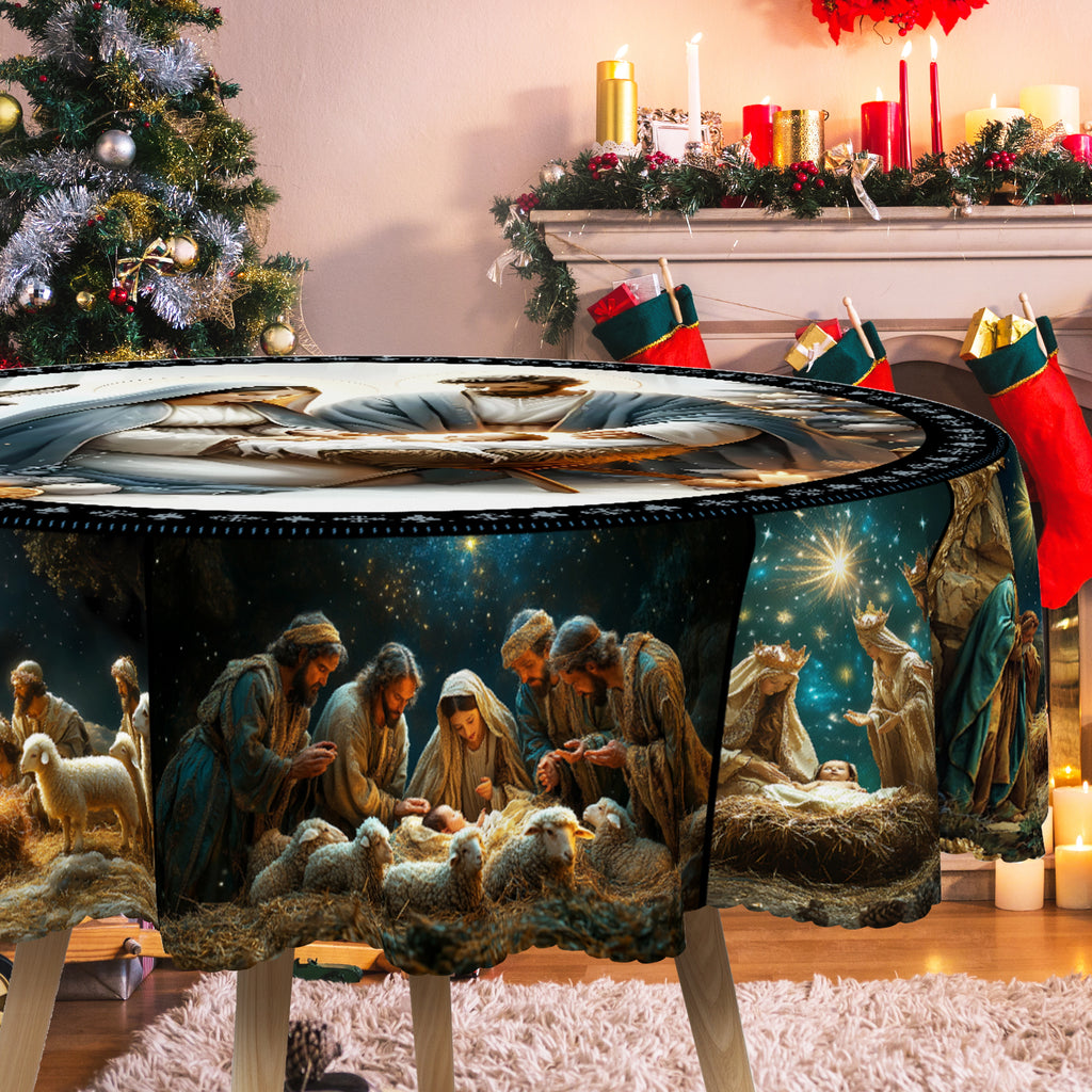 Christmas Tablecloth, Snowman Snowflake Stain-Resistant Dining Table Cover for Holiday Decor