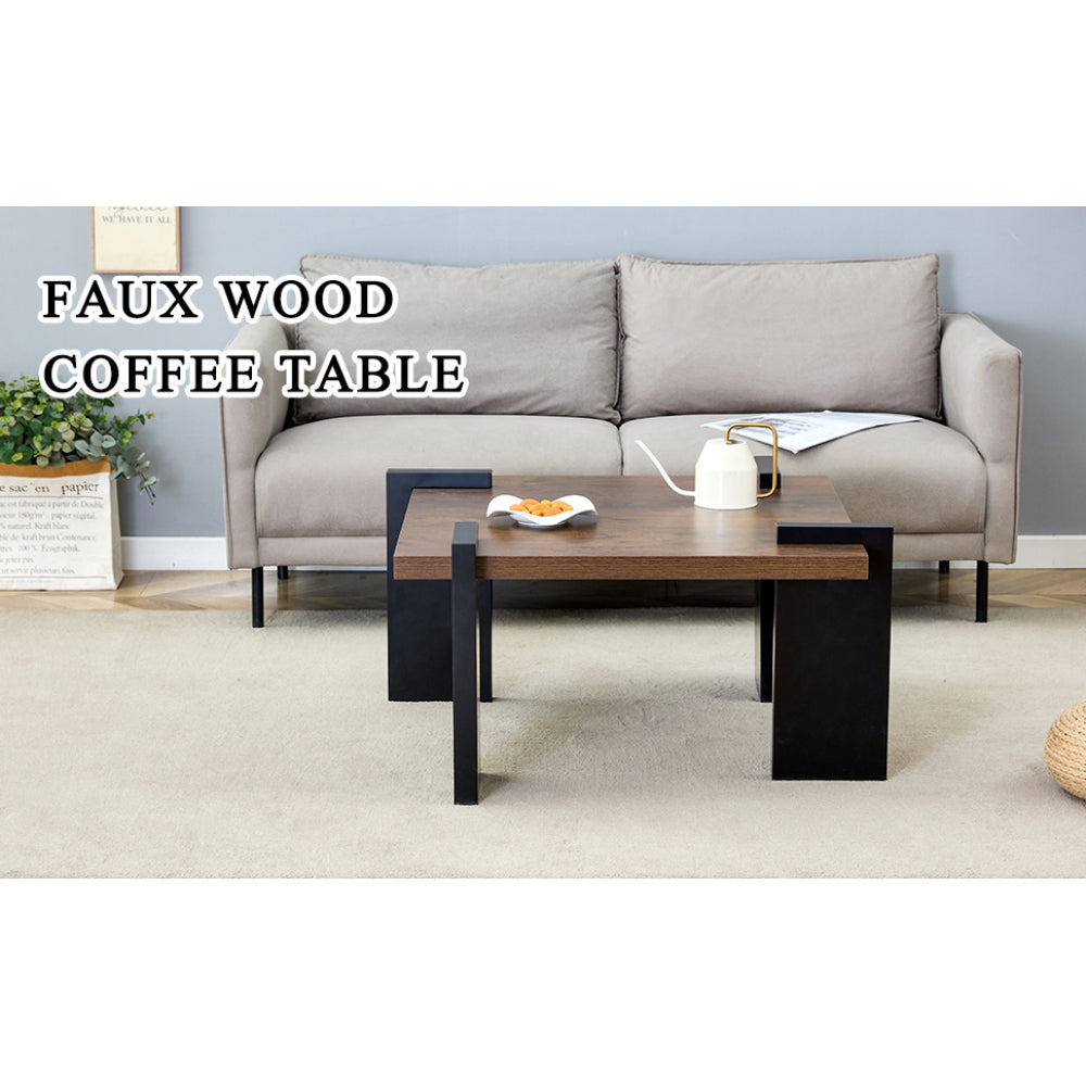 Chic Crate - Stylish Walnut-colored MDF Coffee Table for Modern Minimalist Living Rooms and Leisure Areas, 31.5*31.5*16.6inches