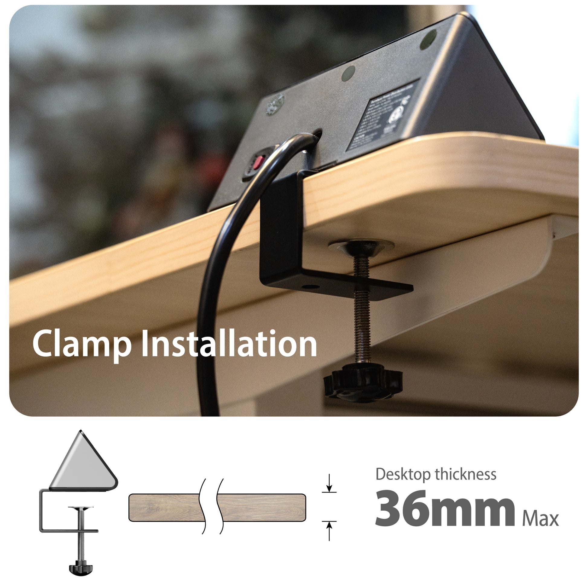 Desktop Power Station, 4 Outlets, 3 USB & USB-C PD, Surge Protector, Clamp Mount, ETL Listed