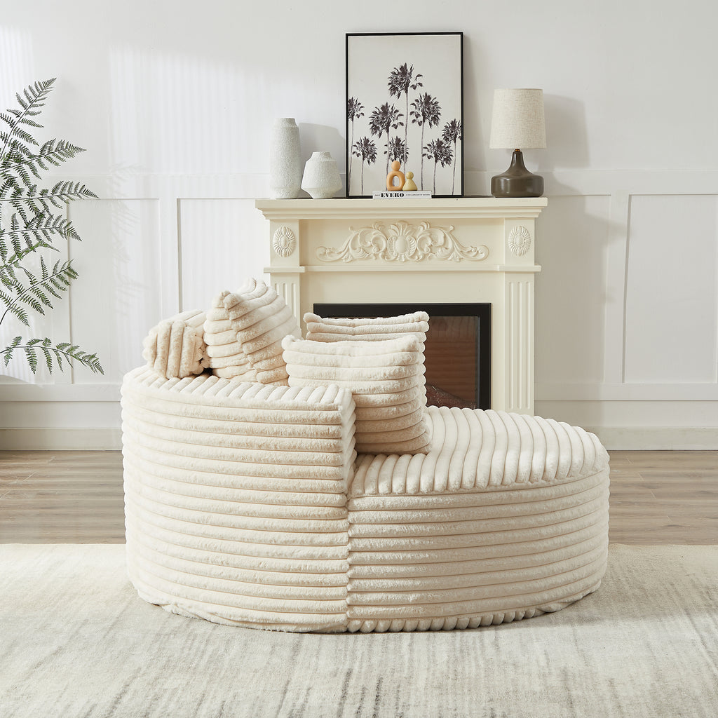 Plush Corduroy Sleeper Chair No Assembly Comfortable Single Sofa for Home Living Space