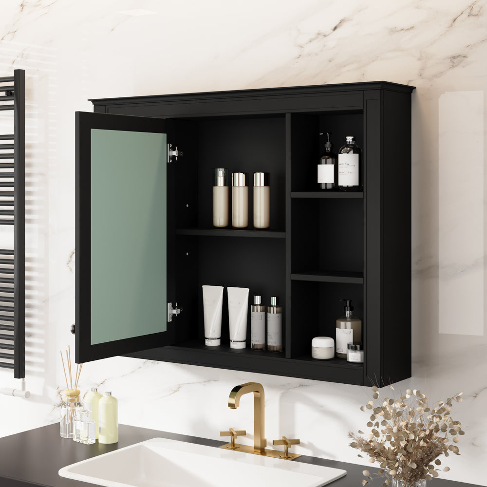 Chic Crate-Tall Bathroom Storage Cabinet – Freestanding Cabinet w/ 2 Different-Size Drawers & Adj. Shelf | MDF Painted Finish | White