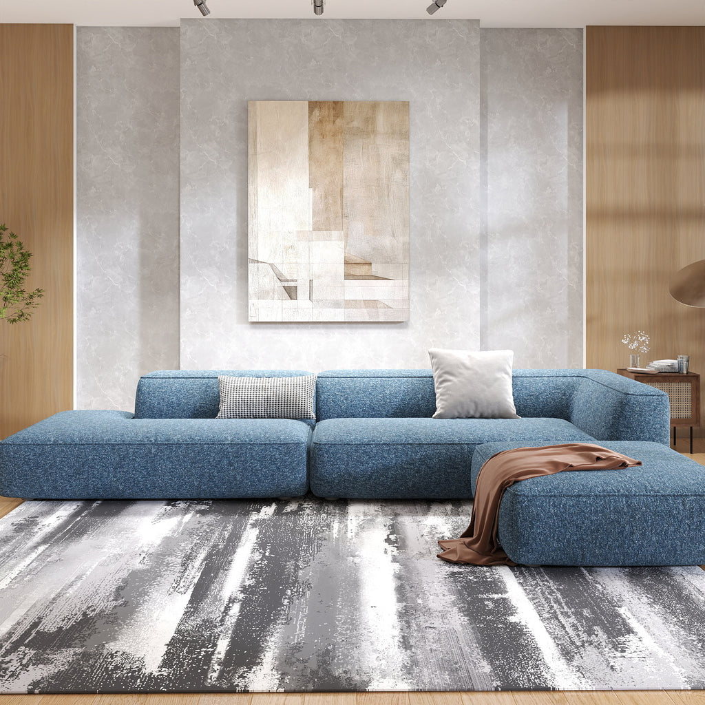 5x7ft Washable Abstract Print Area Rug, Thin Distressed Non-Slip Carpet for Living Room Bedroom, Kitchen Dining Room Decor