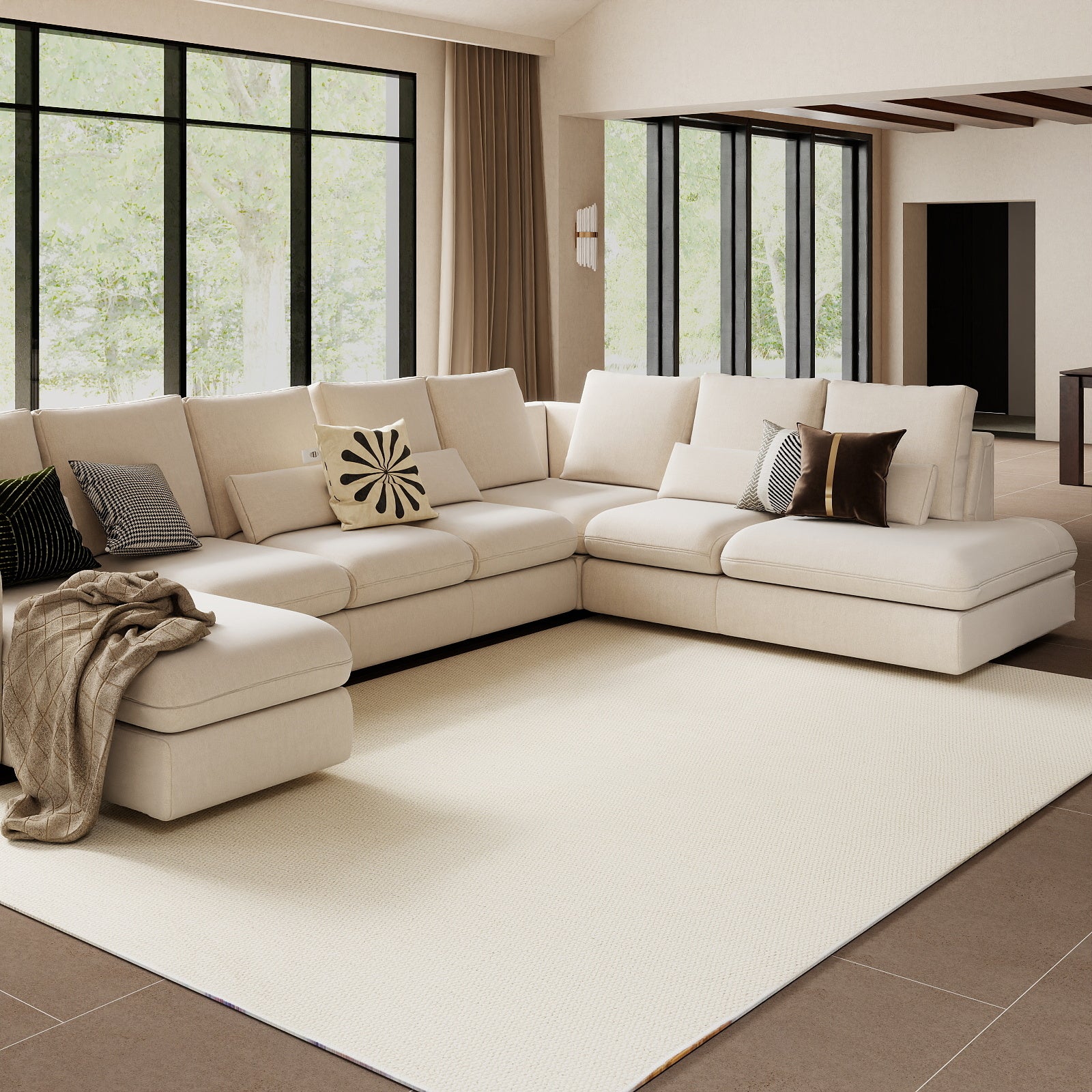 5x7ft Washable Woven Rug, Non-Slip Rubber Backed Woven Area Rug for Indoor Foyer, Kitchen, Backdoor, Cotton Floor Carpet