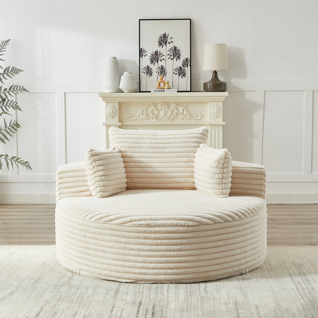 Plush Corduroy Sleeper Chair No Assembly Comfortable Single Sofa for Home Living Space