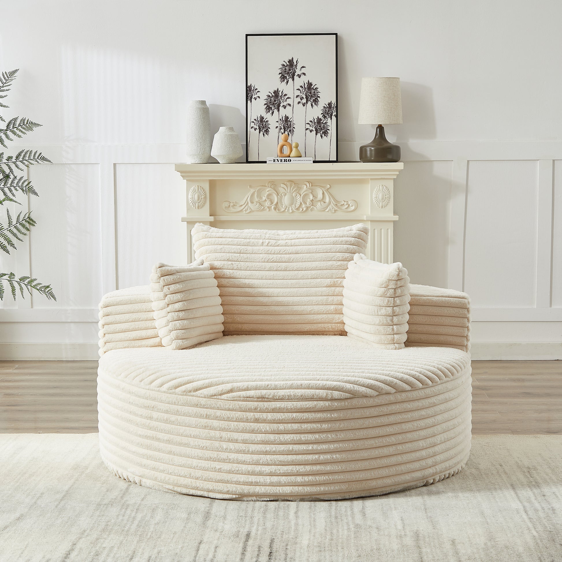Plush Corduroy Sleeper Chair No Assembly Comfortable Single Sofa for Home Living Space