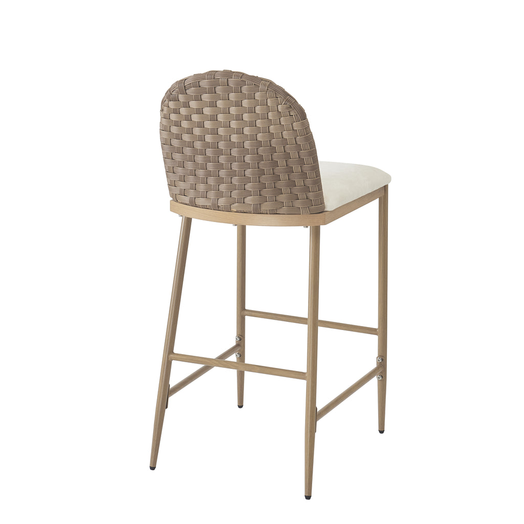Farmhouse Barstools with Woven Rattan Back & Padded Seat - 29.5" Height (Set of 2)