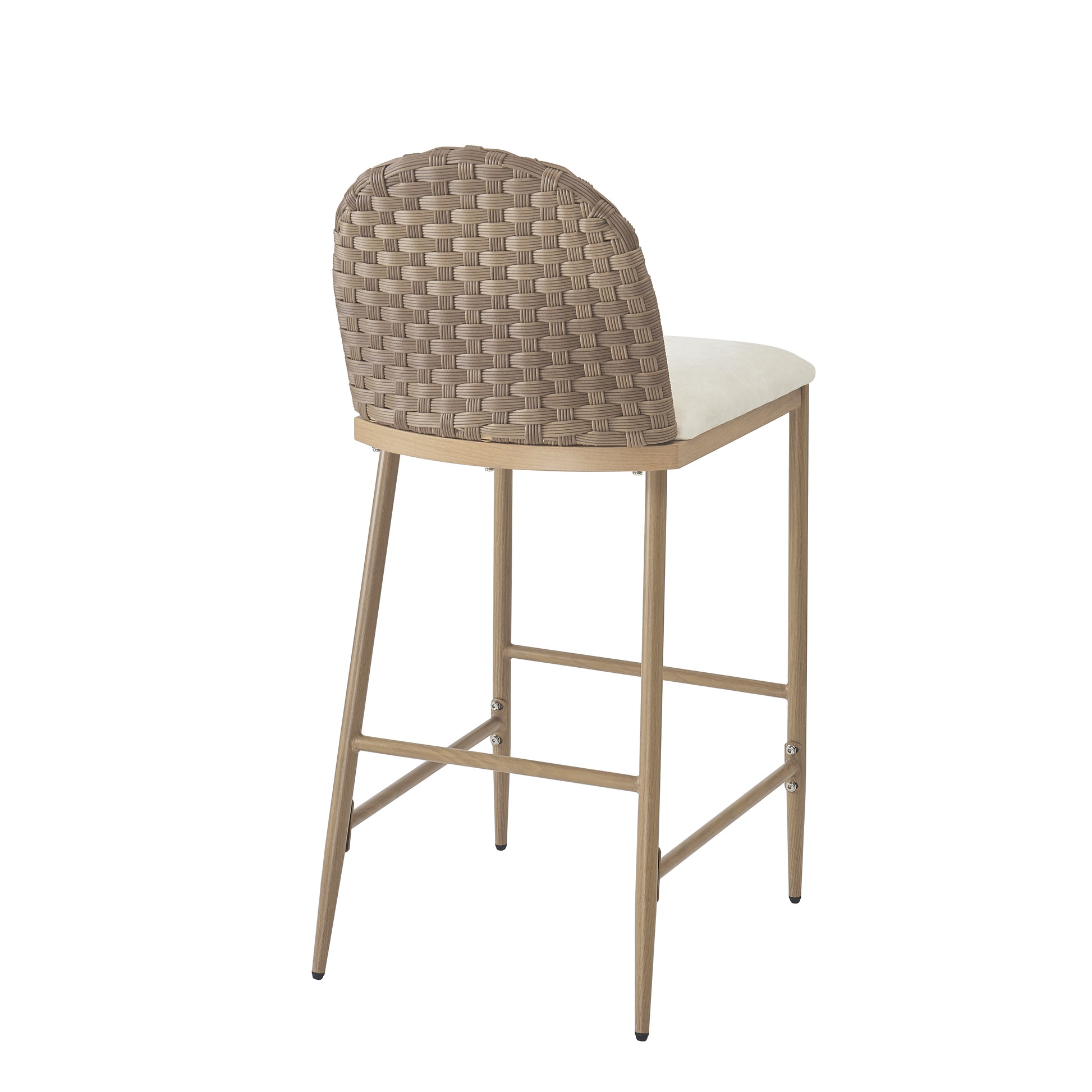 Farmhouse Barstools with Woven Rattan Back & Padded Seat - 29.5" Height (Set of 2)