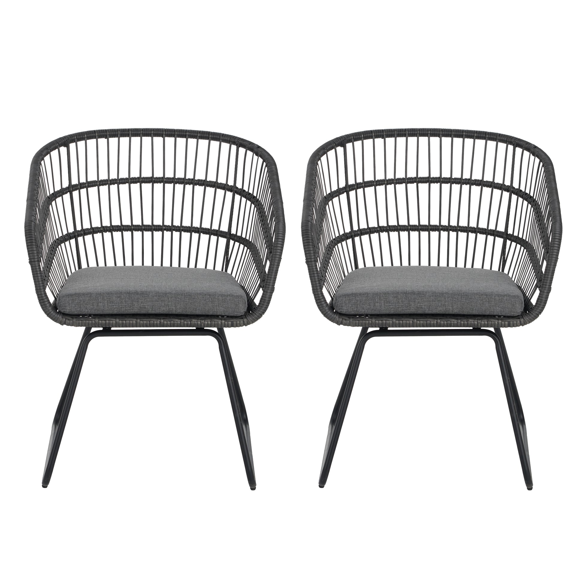 Outdoor Patio Dining Chairs Set of 2 Wicker Armchairs with Removable Cushions