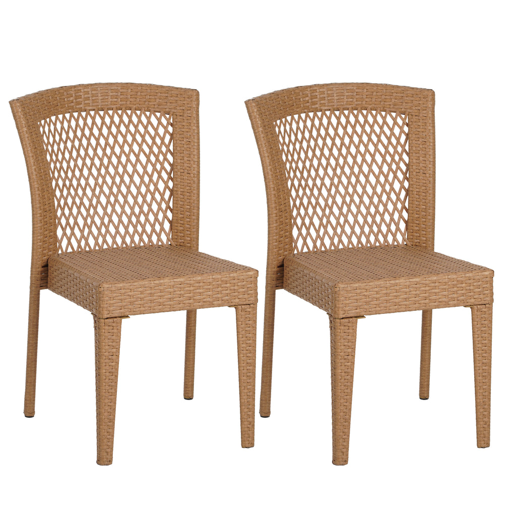 Outdoor Stacking Side Chairs Set of 2 All-Weather Patio Dining Chairs for Garden
