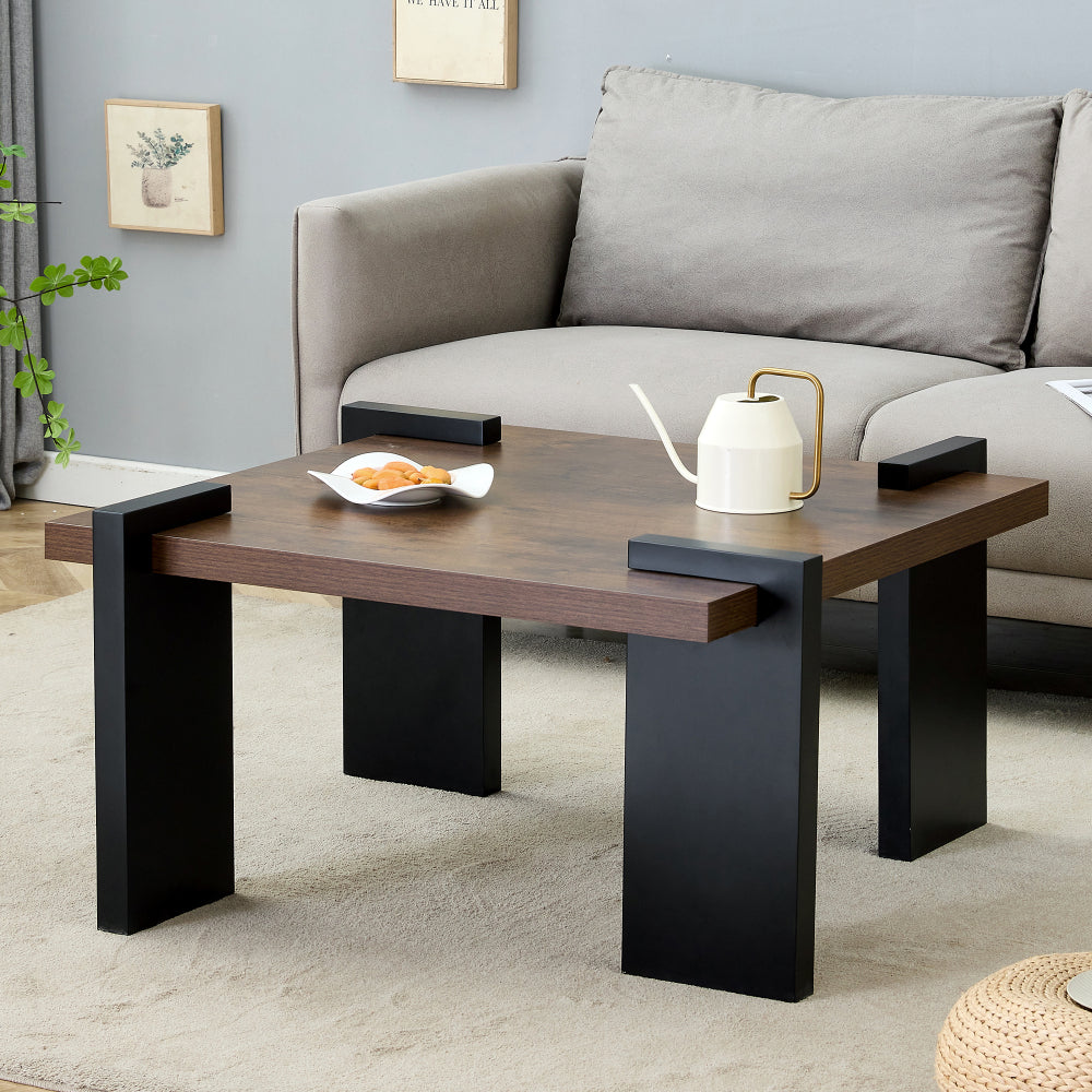 Chic Crate - Stylish Walnut-colored MDF Coffee Table for Modern Minimalist Living Rooms and Leisure Areas, 31.5*31.5*16.6inches
