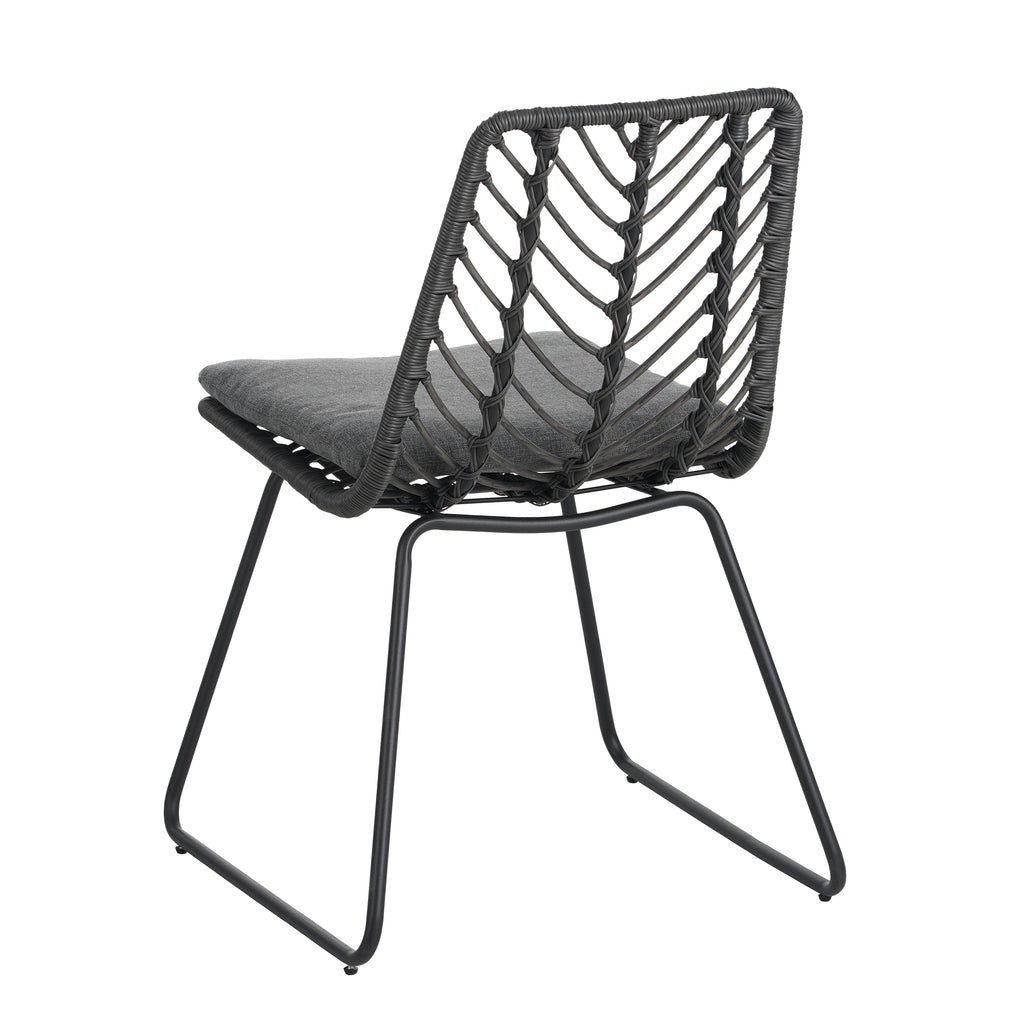 Modern Patio Dining Chairs Set of 2 Rattan Woven Armchairs with Seat Cushions