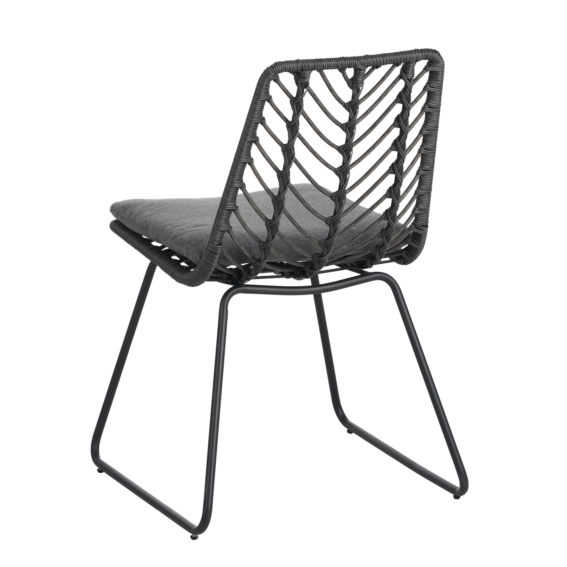 Modern Patio Dining Chairs Set of 2 Rattan Woven Armchairs with Seat Cushions