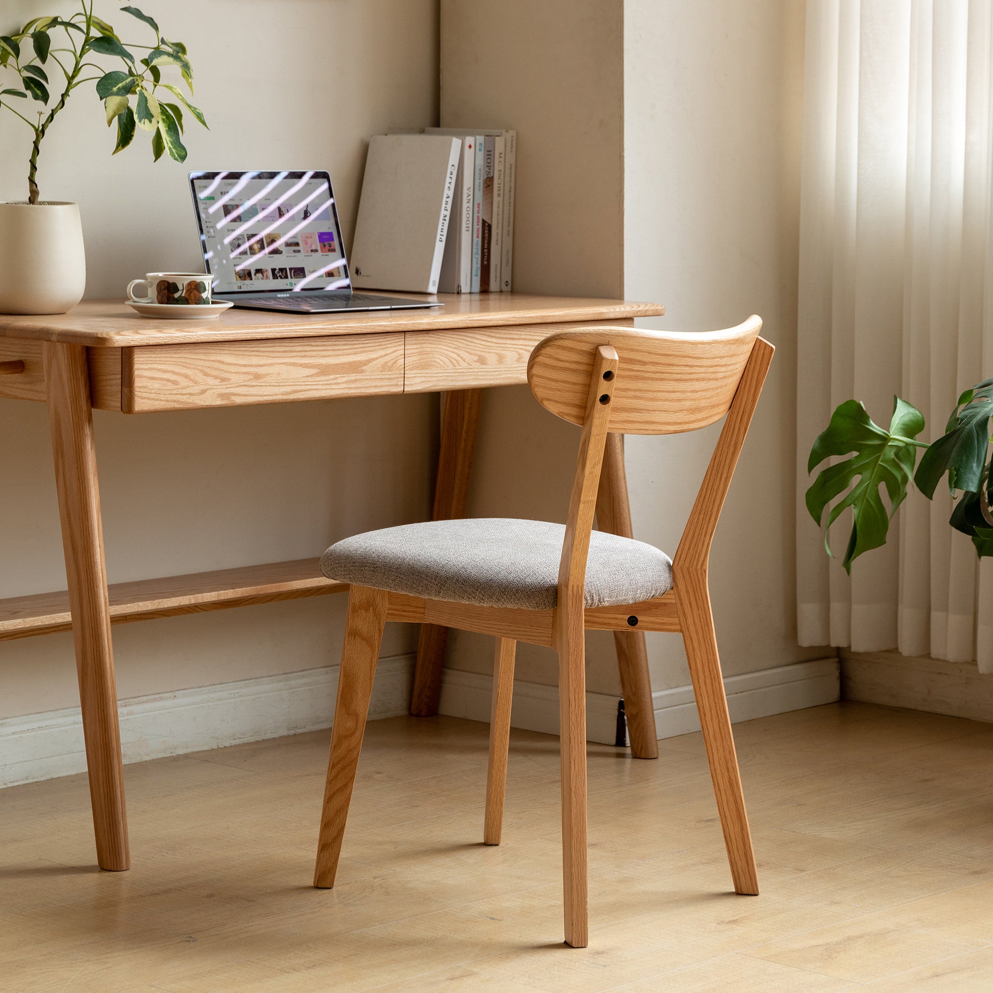 Set of 2/4 Minimalist Solid Oak Dining Chairs Kitchen 47.5x55.5x78cm