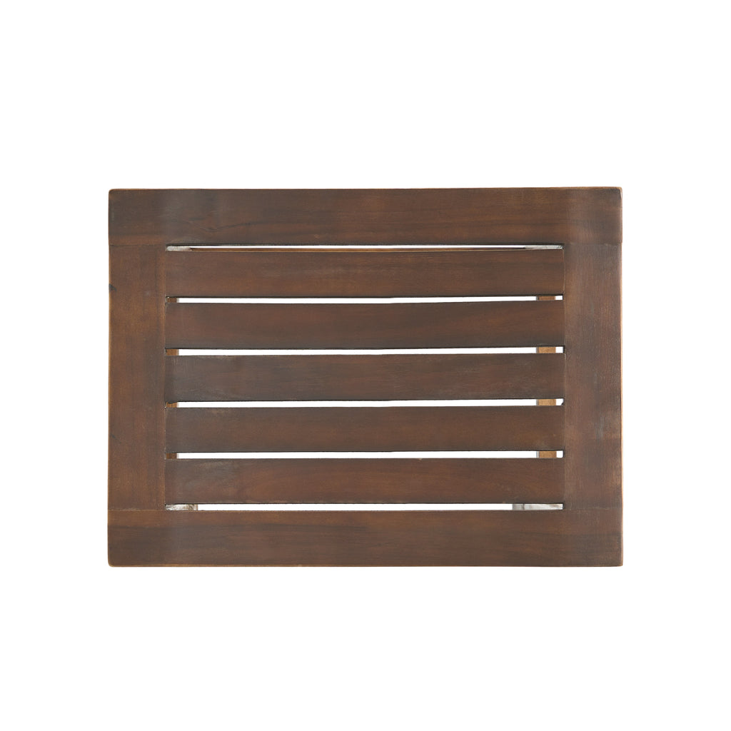 Acacia Wood Counter Height Bar Stools Set of 2, Mahogany Brown Outdoor Patio Kitchen