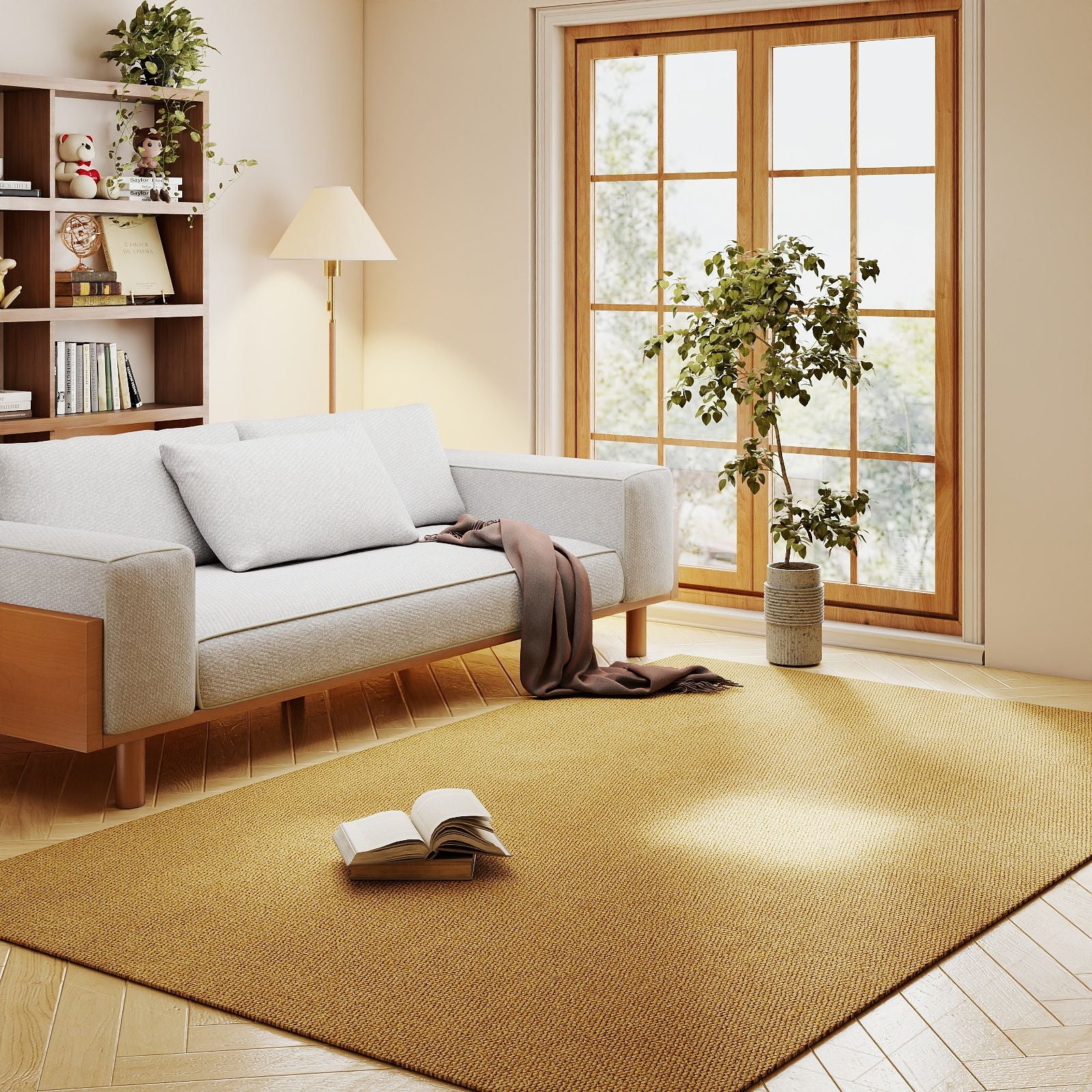 5x7ft Washable Woven Rug, Non-Slip Rubber Backed Woven Area Rug for Indoor Foyer, Kitchen, Backdoor, Cotton Floor Carpet