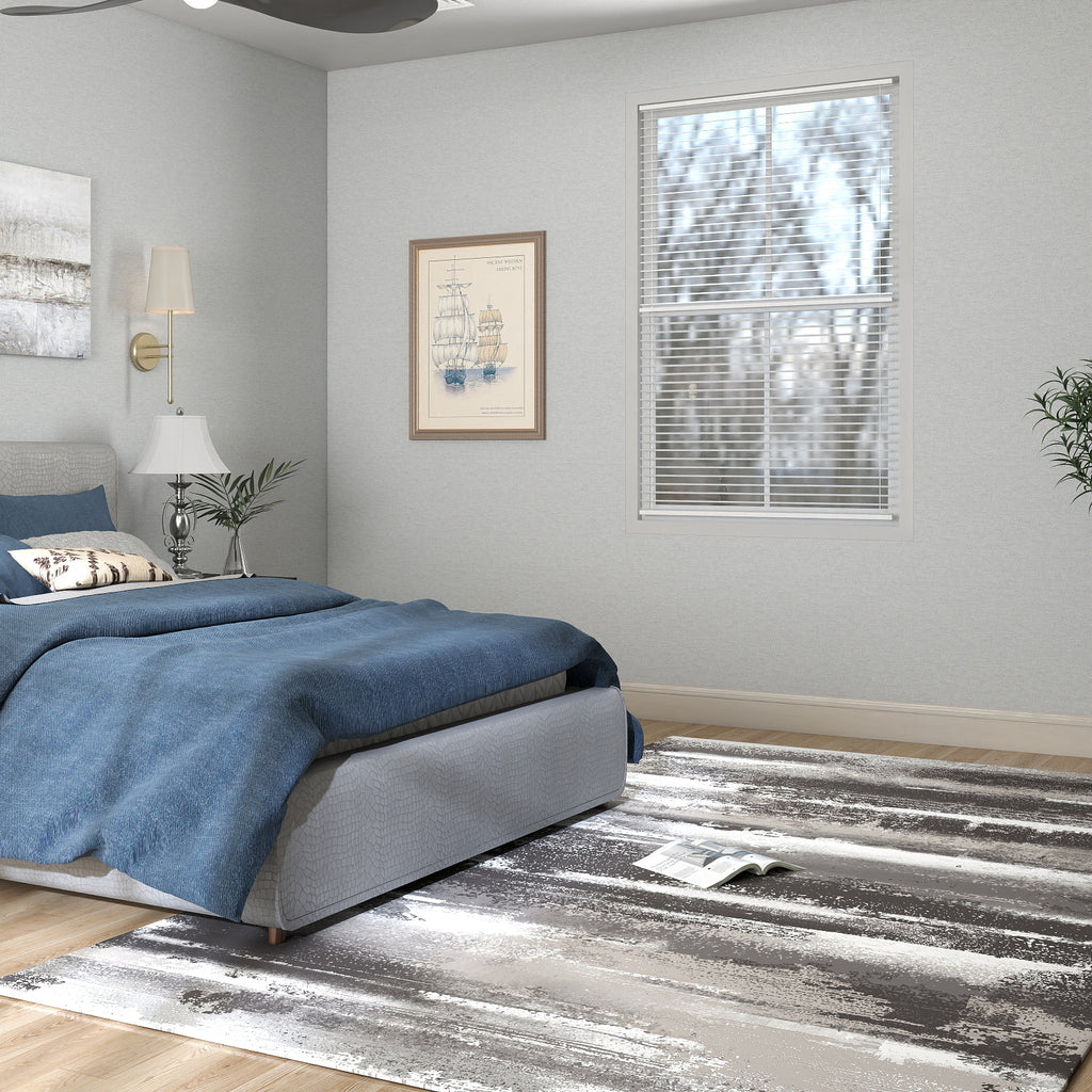 5x7ft Washable Abstract Print Area Rug, Thin Distressed Non-Slip Carpet for Living Room Bedroom, Kitchen Dining Room Decor