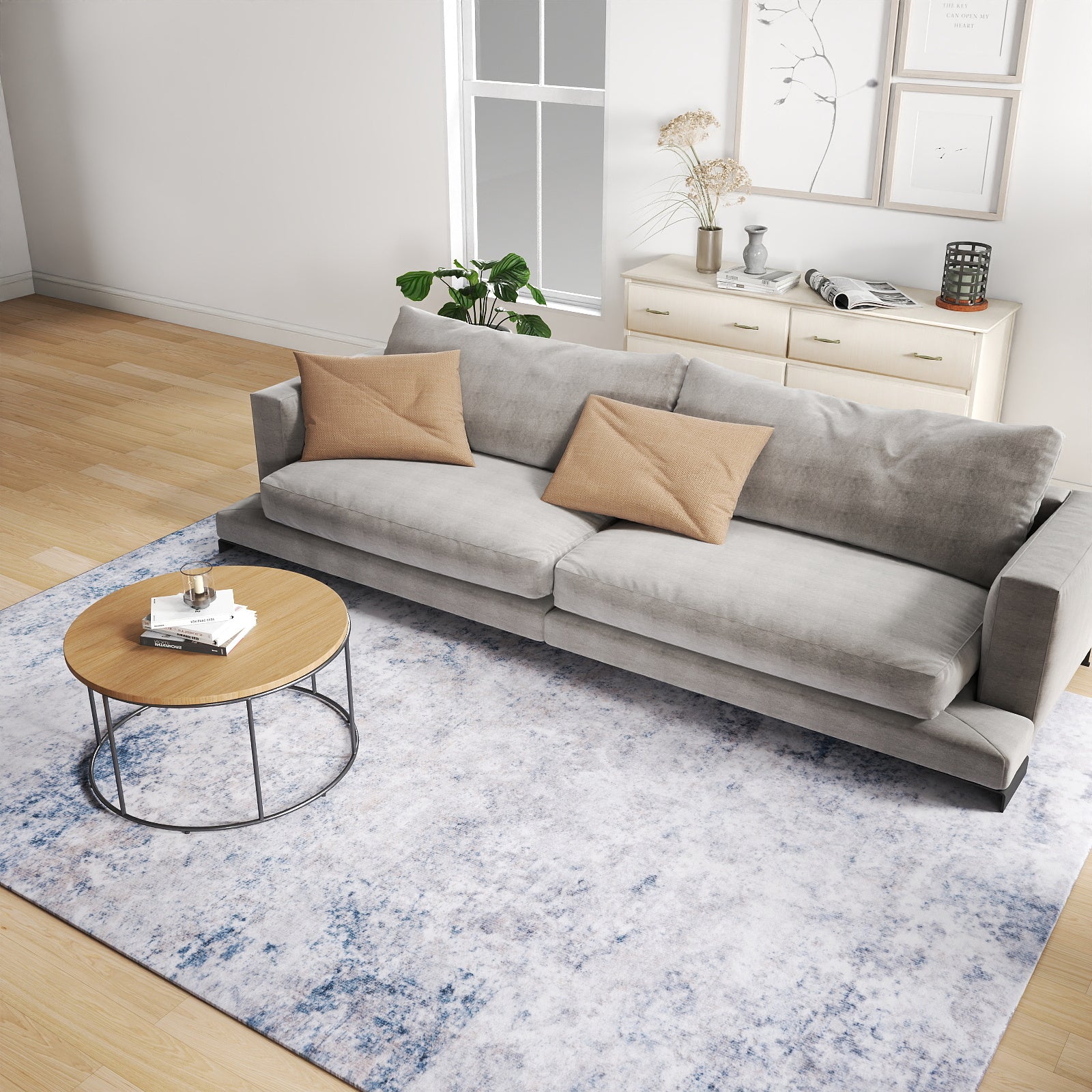 5x7ft Washable Vintage Area Rug, Thin Distressed Non-Slip Carpet for Living Room Bedroom, Kitchen Dining Room Decor