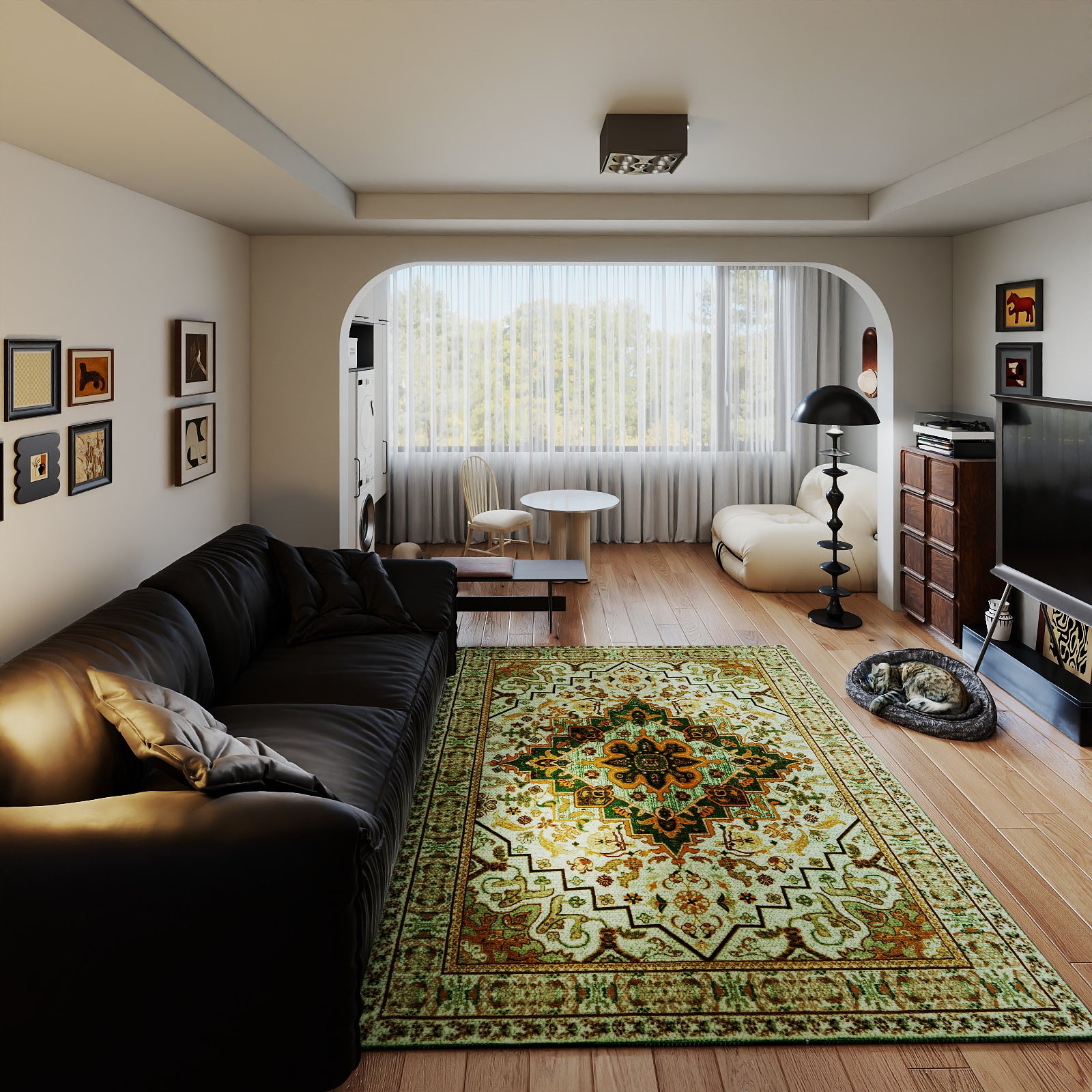 5x7ft Washable Traditional Area Rug, Thin Distressed Non-Slip Carpet for Living Room Bedroom Kitchen Dining Room Home Decor