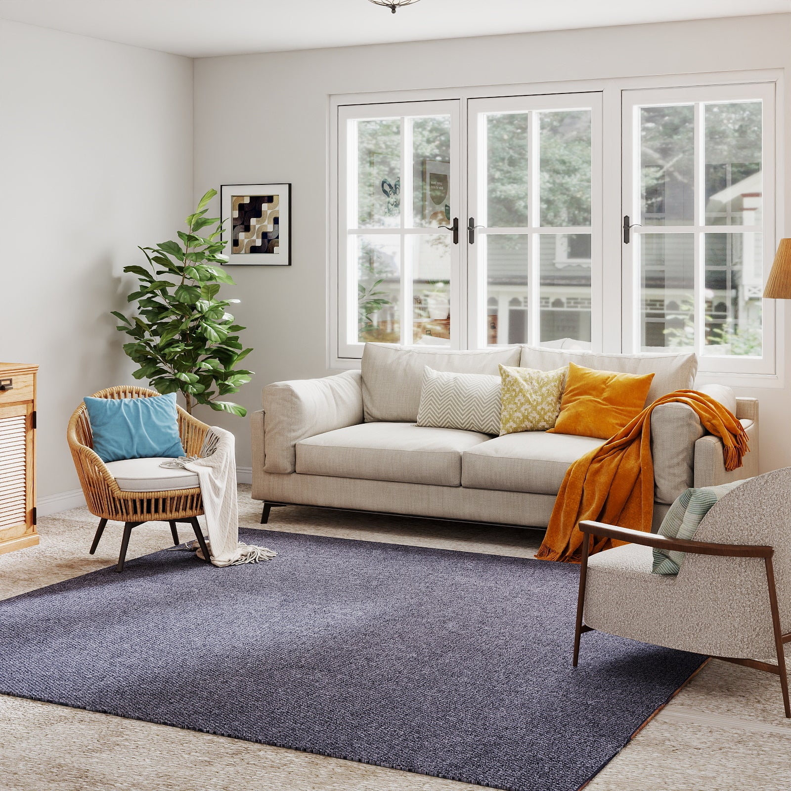 5x7ft Washable Woven Rug, Non-Slip Rubber Backed Woven Area Rug for Indoor Foyer, Kitchen, Backdoor, Cotton Floor Carpet