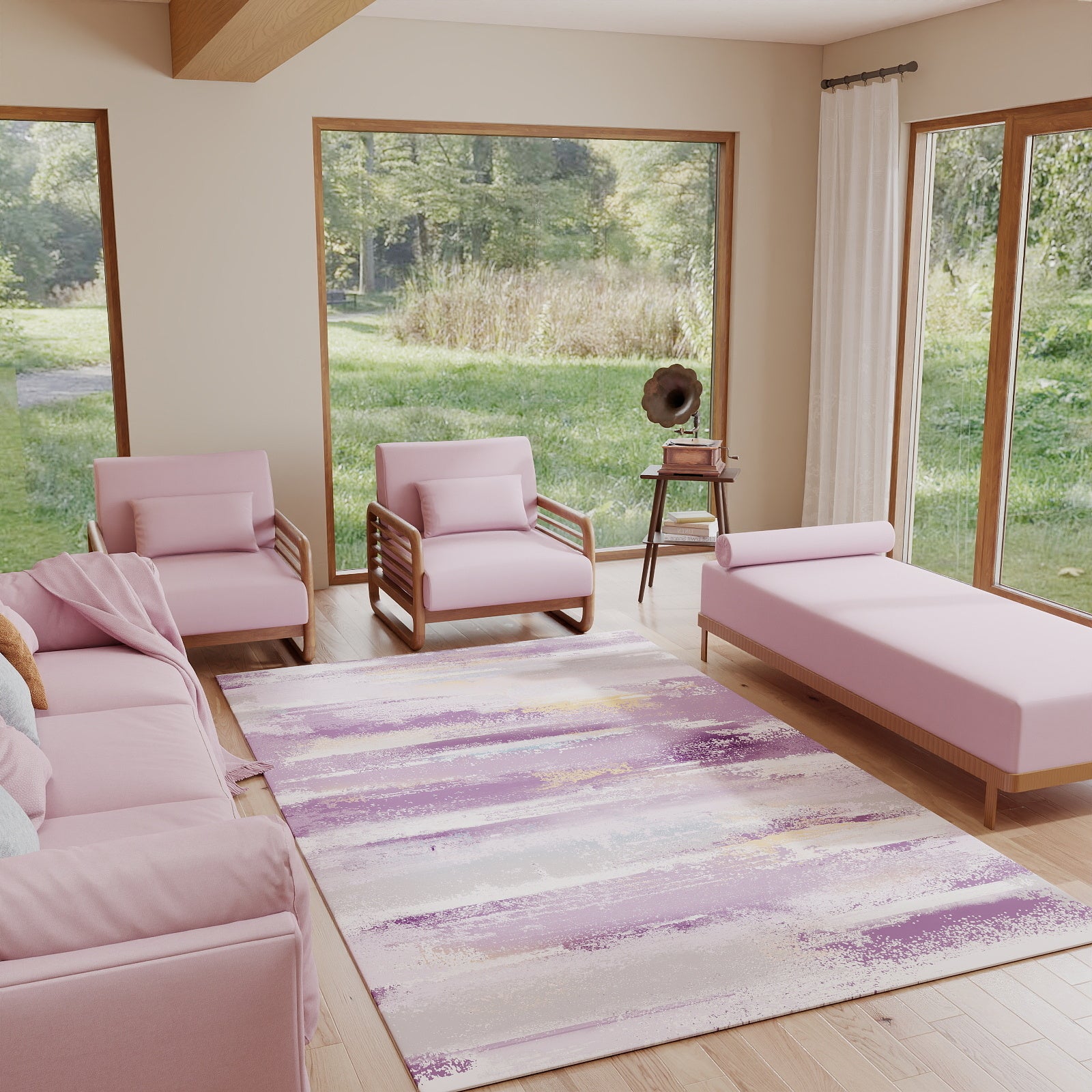 5x7ft Washable Abstract Print Area Rug, Thin Distressed Non-Slip Carpet for Living Room Bedroom, Kitchen Dining Room Decor