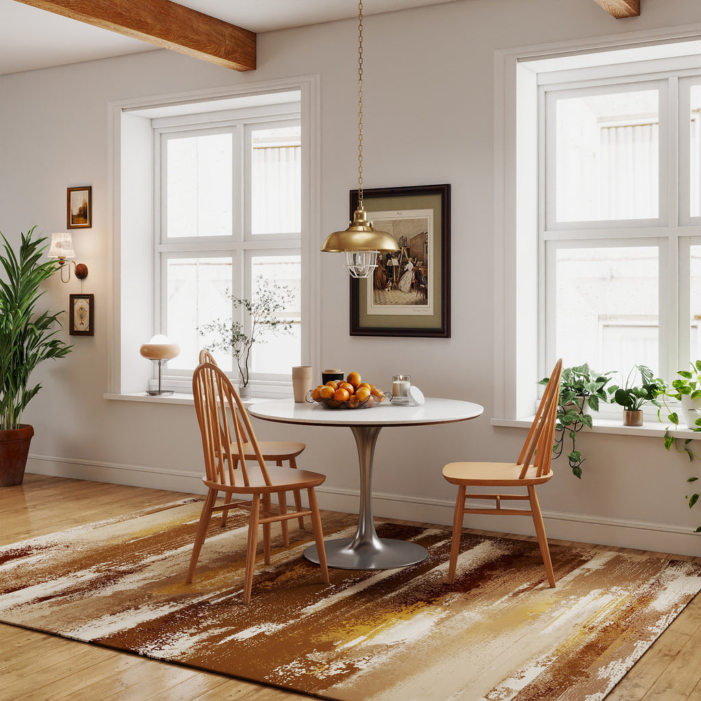 5x7ft Washable Abstract Print Area Rug, Thin Distressed Non-Slip Carpet for Living Room Bedroom, Kitchen Dining Room Decor