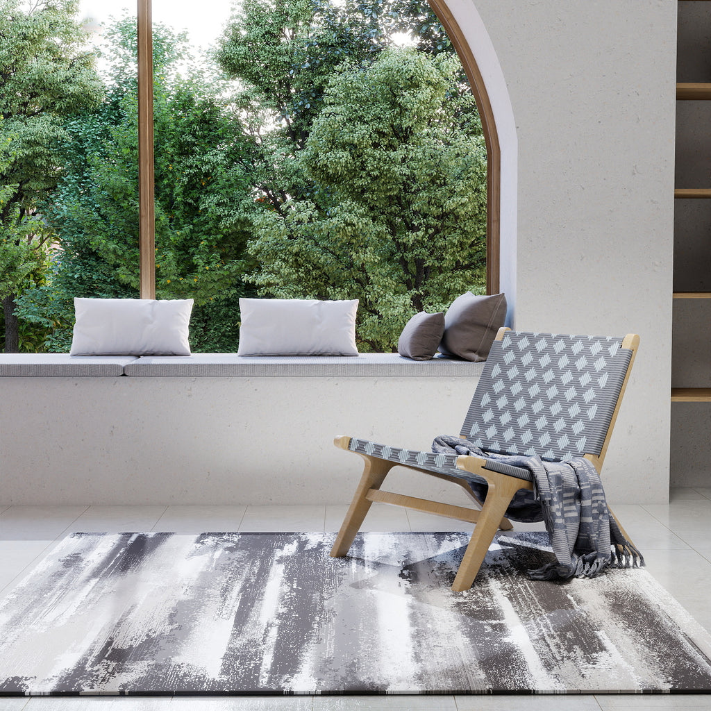 5x7ft Washable Abstract Print Area Rug, Thin Distressed Non-Slip Carpet for Living Room Bedroom, Kitchen Dining Room Decor