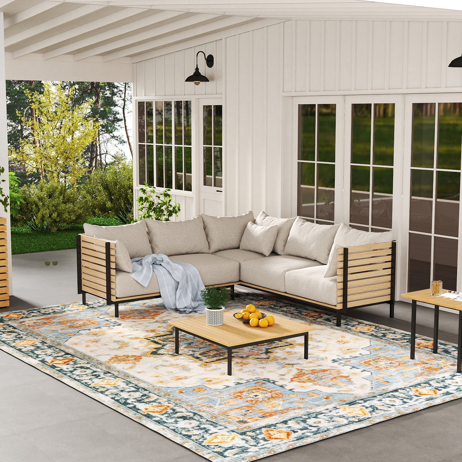 5x7ft Washable Vintage Area Rug, Thin Distressed Non-Slip Carpet for Living Room Bedroom, Kitchen Dining Room Decor