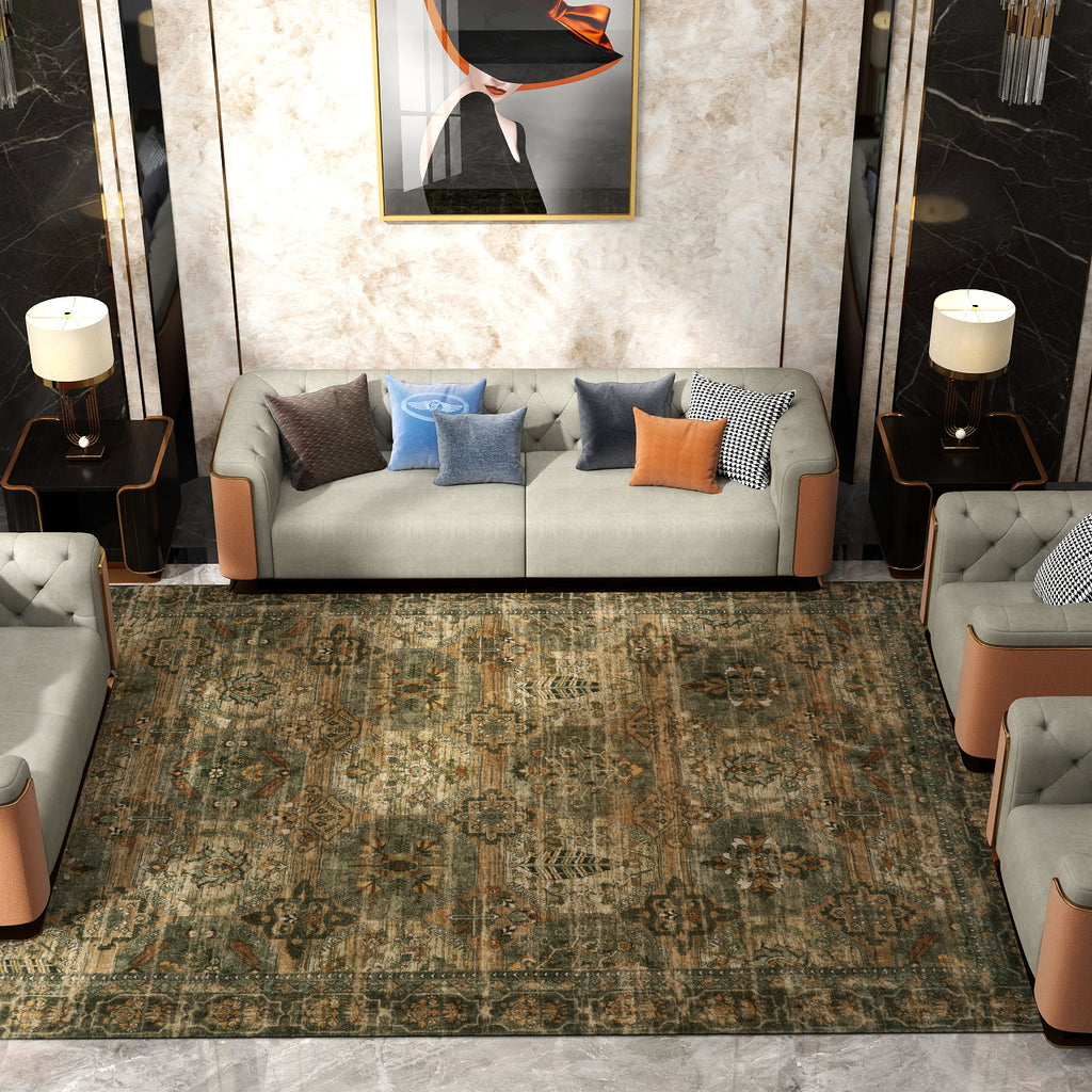 Area Rug Living Room Rugs 5x7 Washable Boho Large Neutral Farmhouse for Bedroom Nursery Kids Playroom Office Dining Room Home House