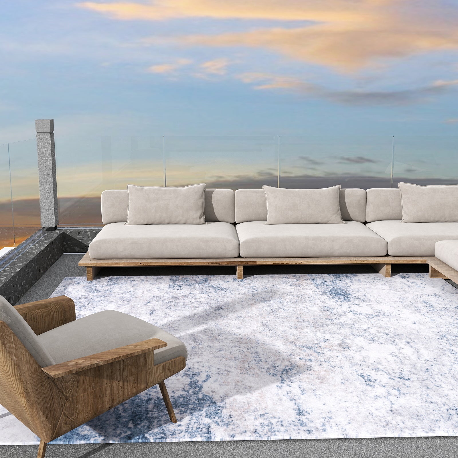 5x7ft Washable Vintage Area Rug, Thin Distressed Non-Slip Carpet for Living Room Bedroom, Kitchen Dining Room Decor