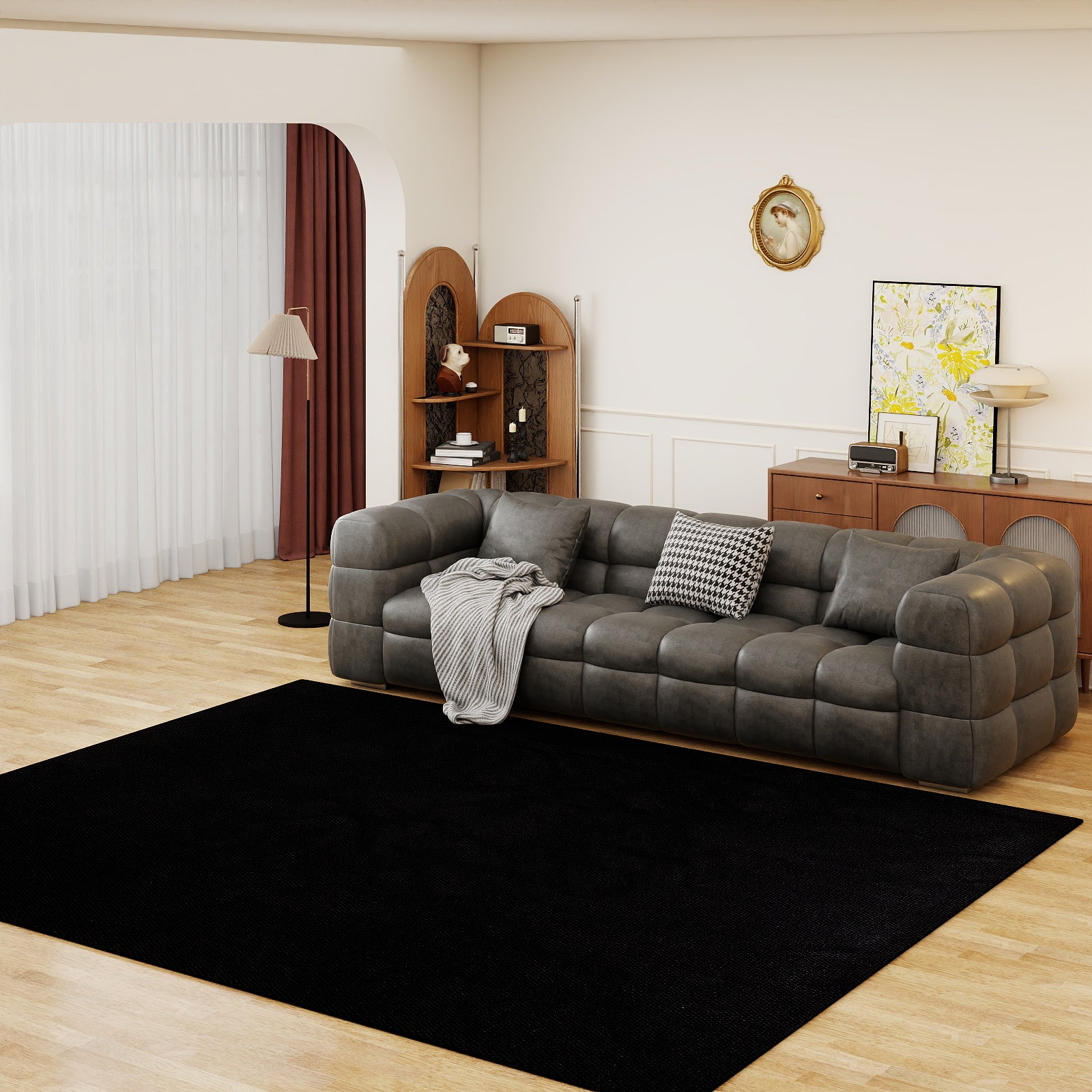 5x7ft Washable Woven Rug, Non-Slip Rubber Backed Woven Area Rug for Indoor Foyer, Kitchen, Backdoor, Cotton Floor Carpet