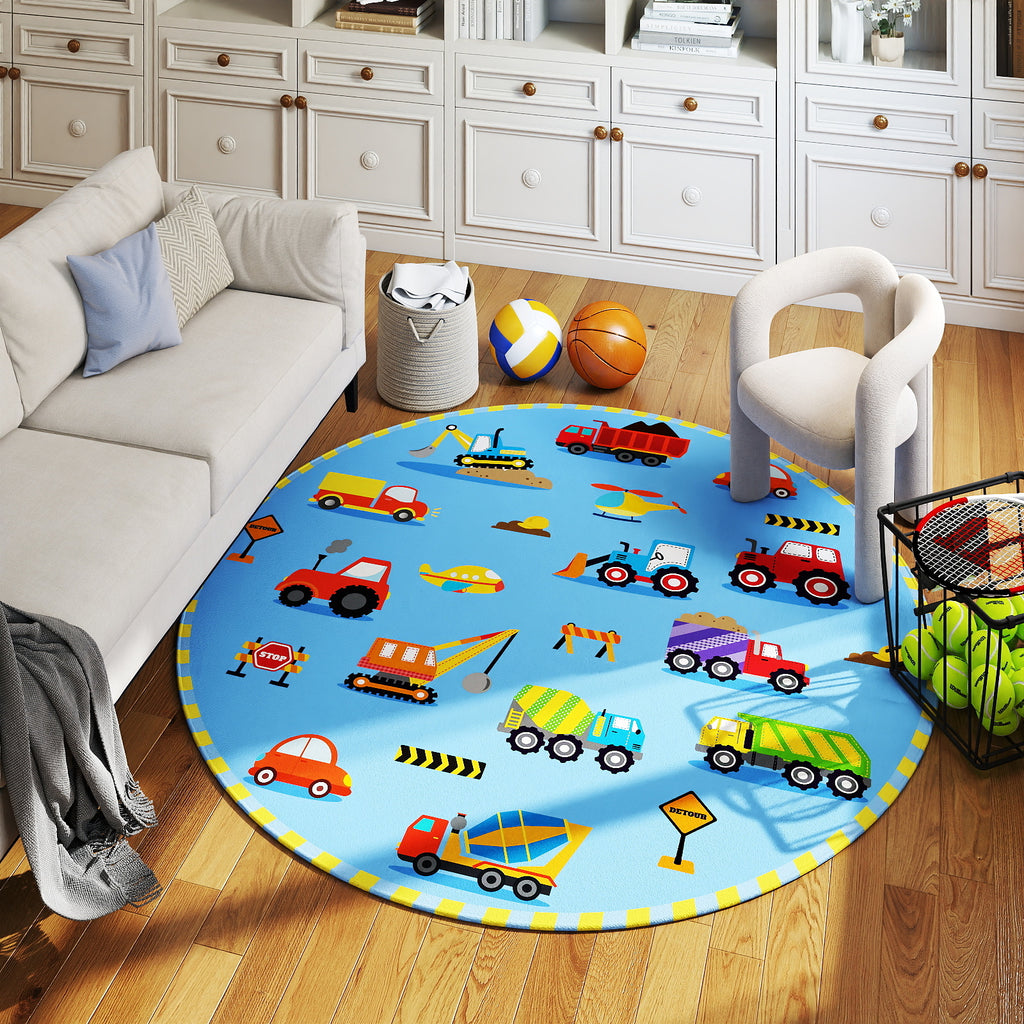 Car Rug Play Mat for Kids Toy Cars, Non-Slip Machine Washable Road Traffic Playmat for Kid Bedroom Home Decor