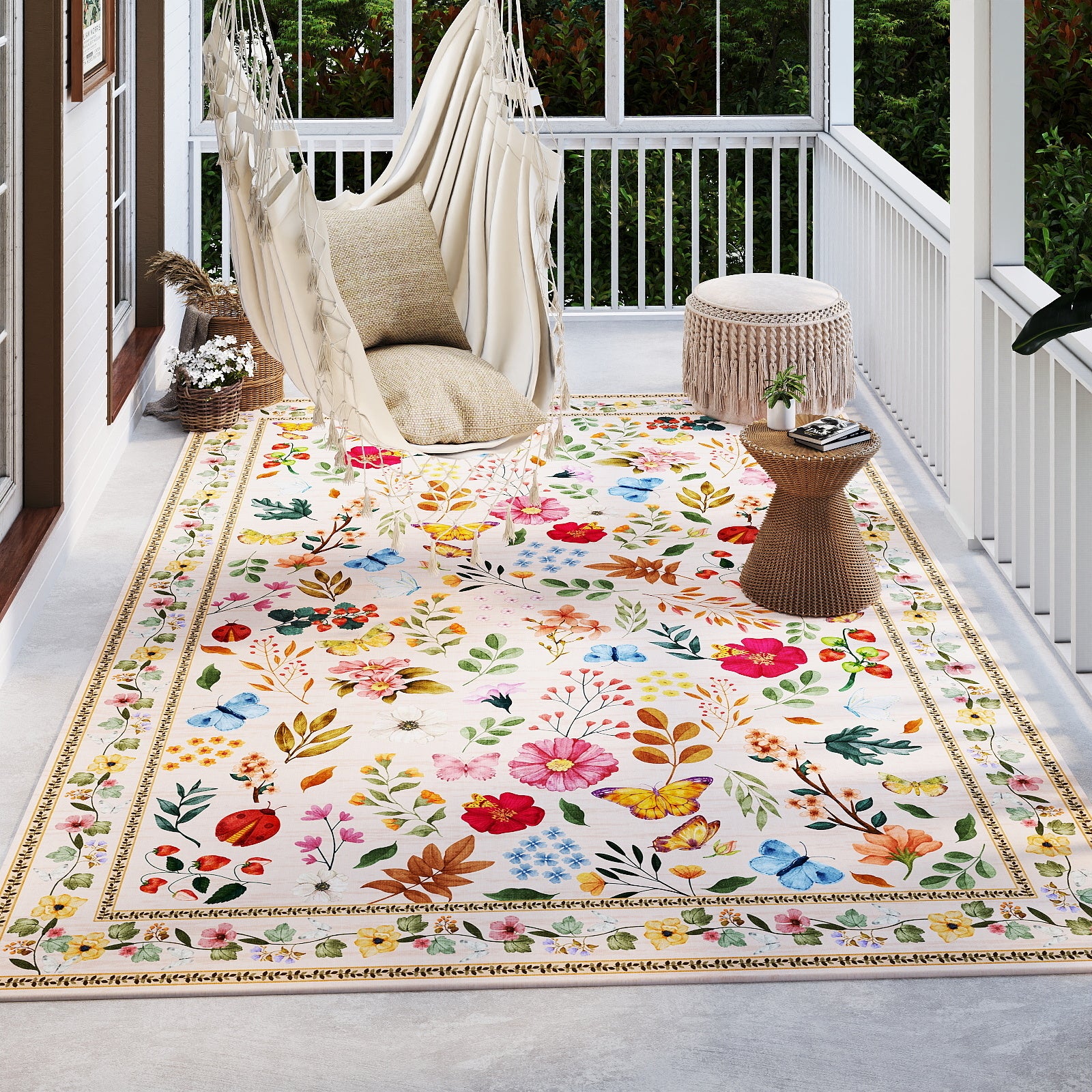 5x7ft Washable Vintage Area Rug, Thin Distressed Non-Slip Traditional Carpet for Living Room Bedroom Kitchen Dining Room