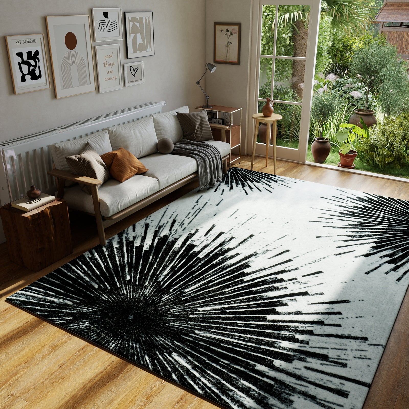 5x7ft Washable Abstract Print Multi-Color Area Rug, Thin Distressed Non-Slip Carpet for Living Room Bedroom,  Home Decor