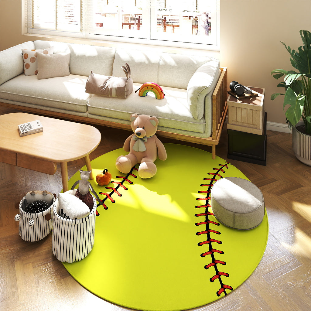 Round Ball Pattern Area Rug, Fluffy Washable Area Rug for Living Room Kids Room Nursery Playroom Decor